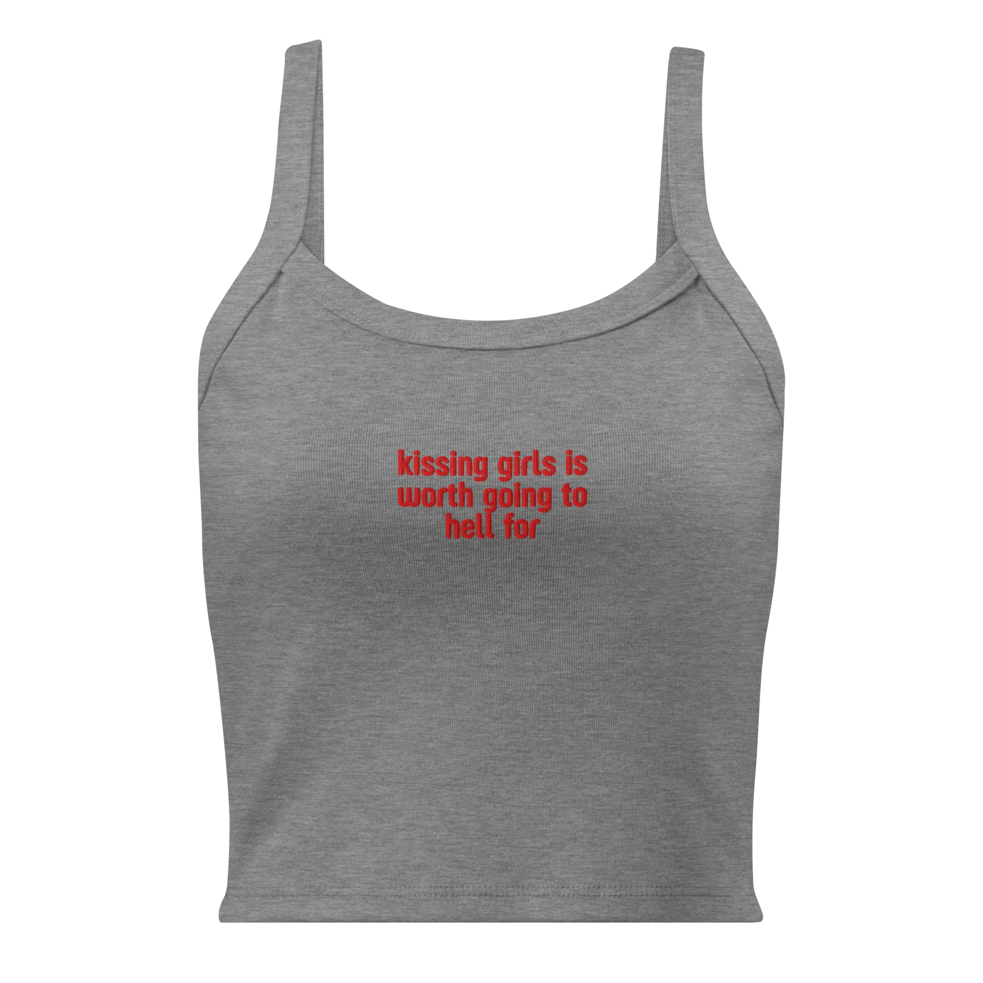 Kissing Girls Going to Hell Rib Embroidered Tank Top - Image 8