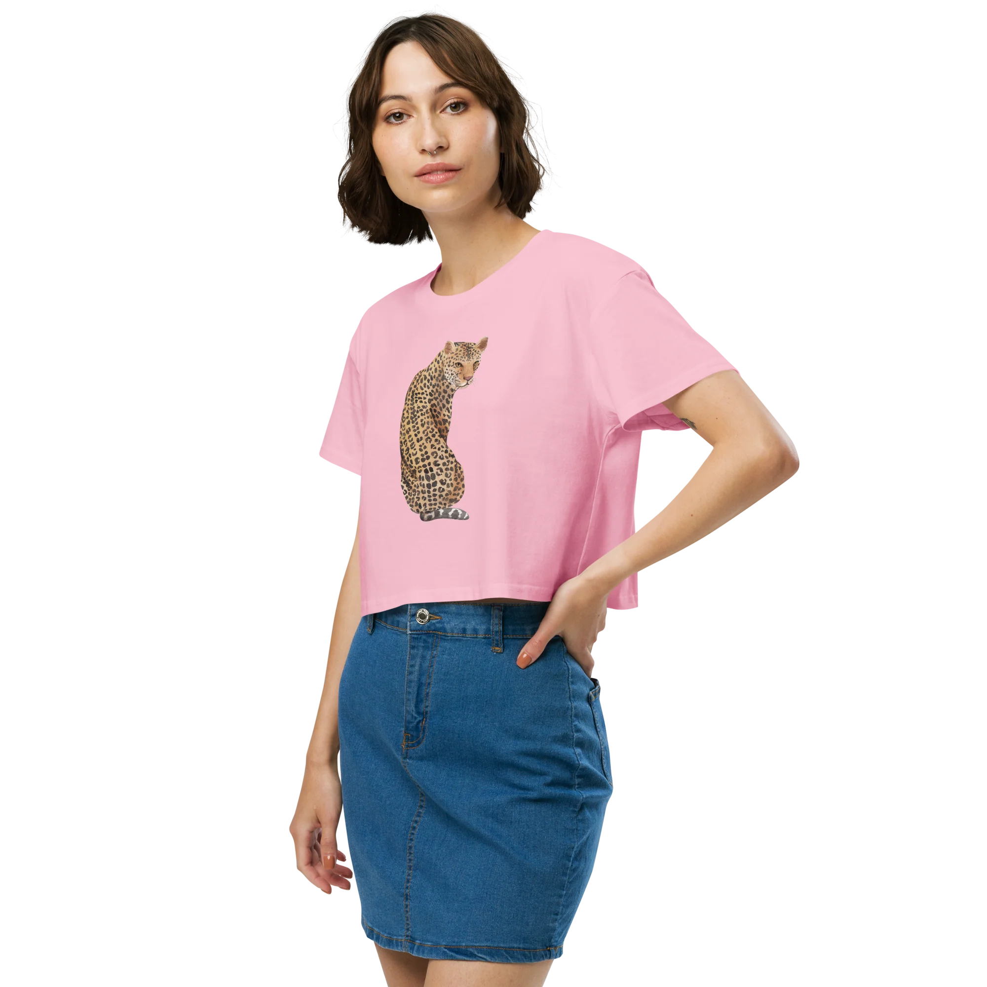 Leopard Watercolor Crop Tee - Image 6