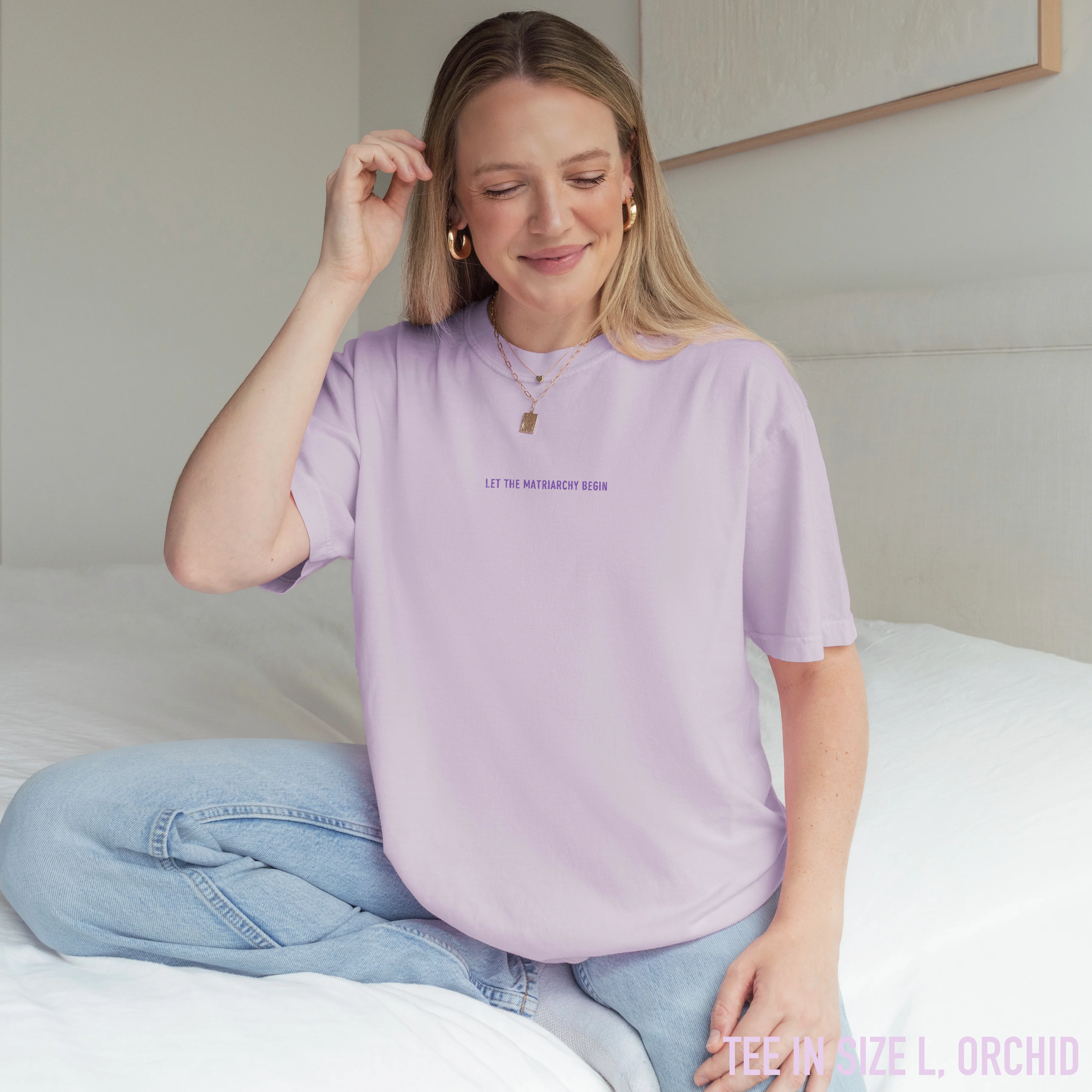 Let the Matriarchy Begin Feminist Embroidered Classic T-Shirt - Image 2
