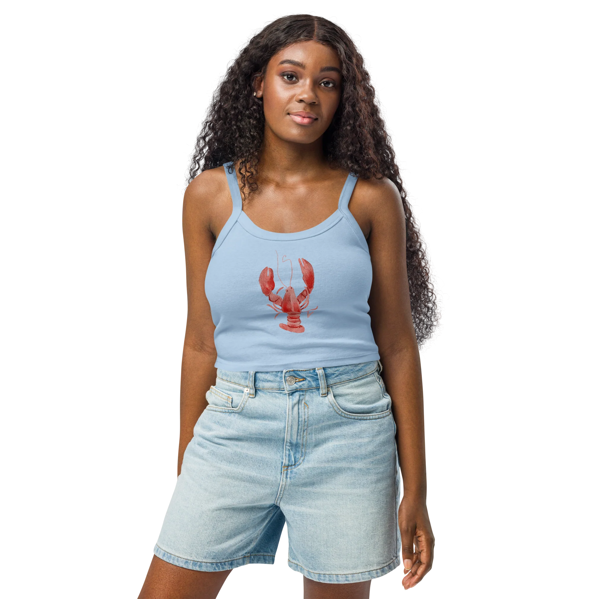 Lobster Watercolor Rib Tank Top - Image 5