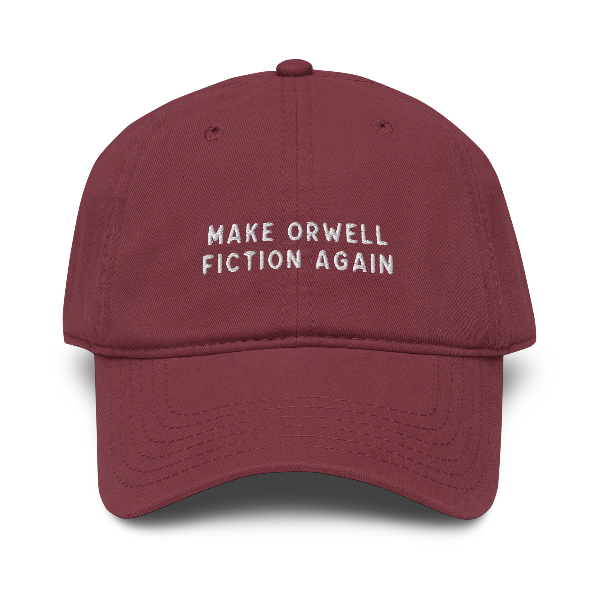 Make Orwell Fiction Again Embroidered Vintage Wash Baseball Cap - Image 3