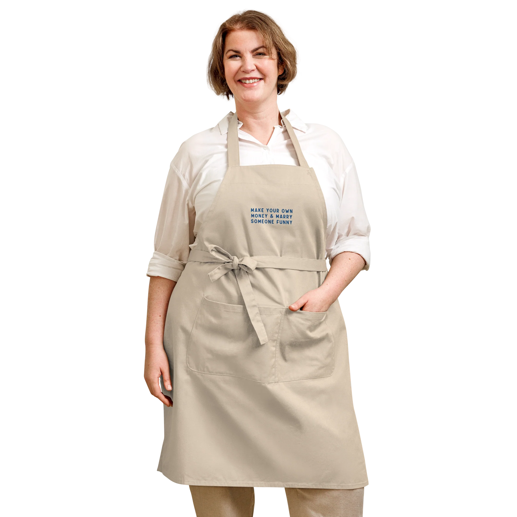Make Your Own Money Marry Someone Funny Embroidered Organic Cotton Apron - Image 2