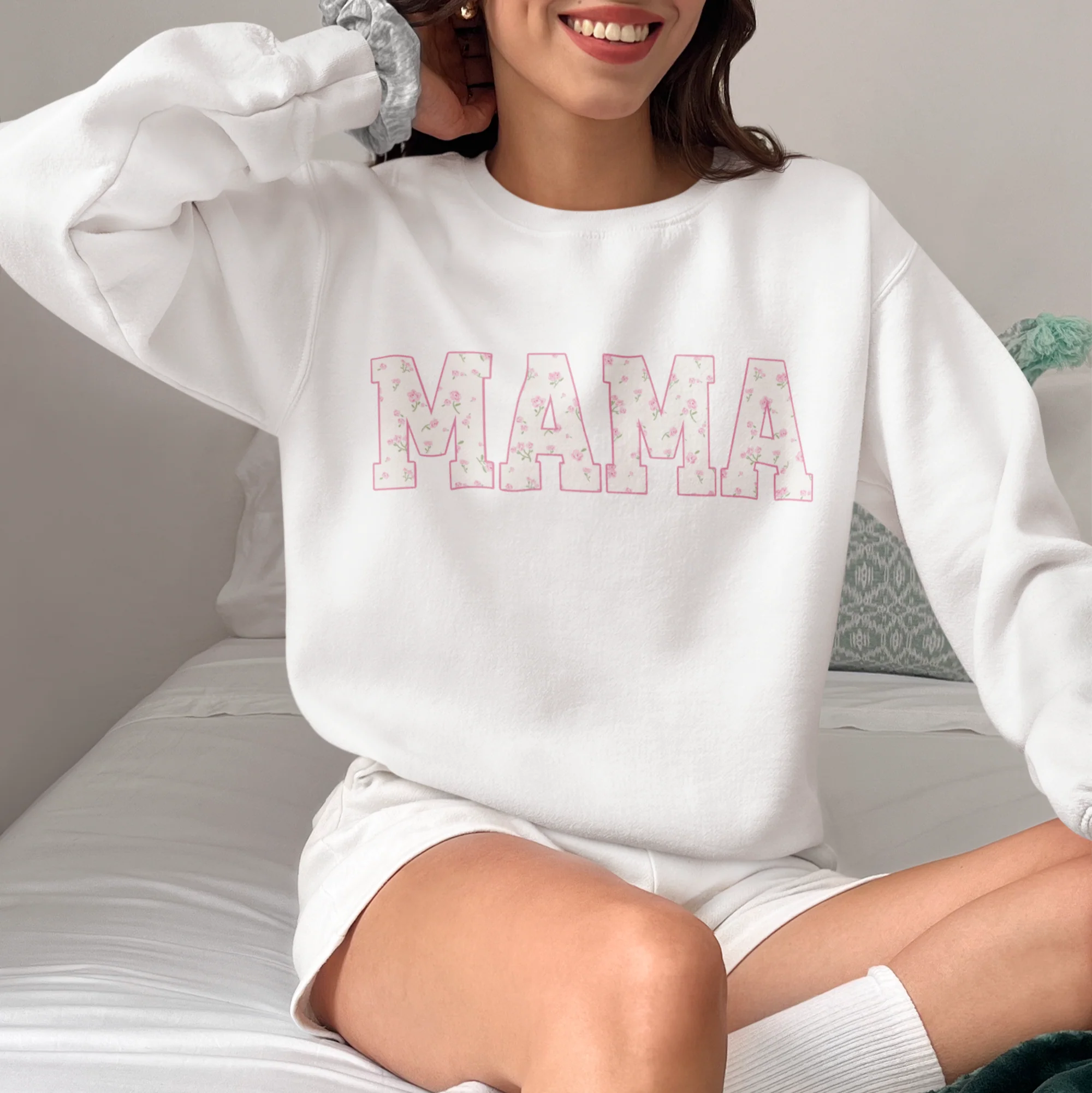 Mama Pink Floral Varsity Sweatshirt - Image 2
