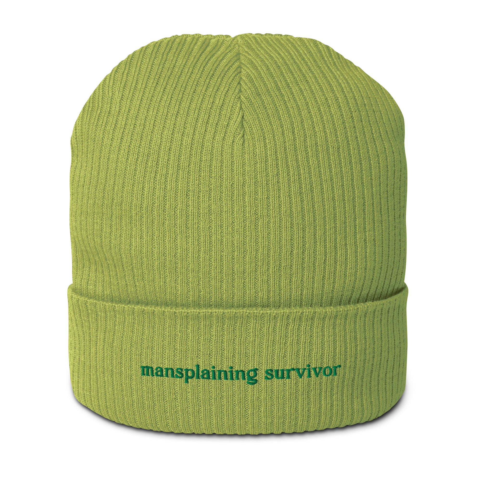 Mansplaining Survivor Embroidered Organic Ribbed Beanie - Image 6
