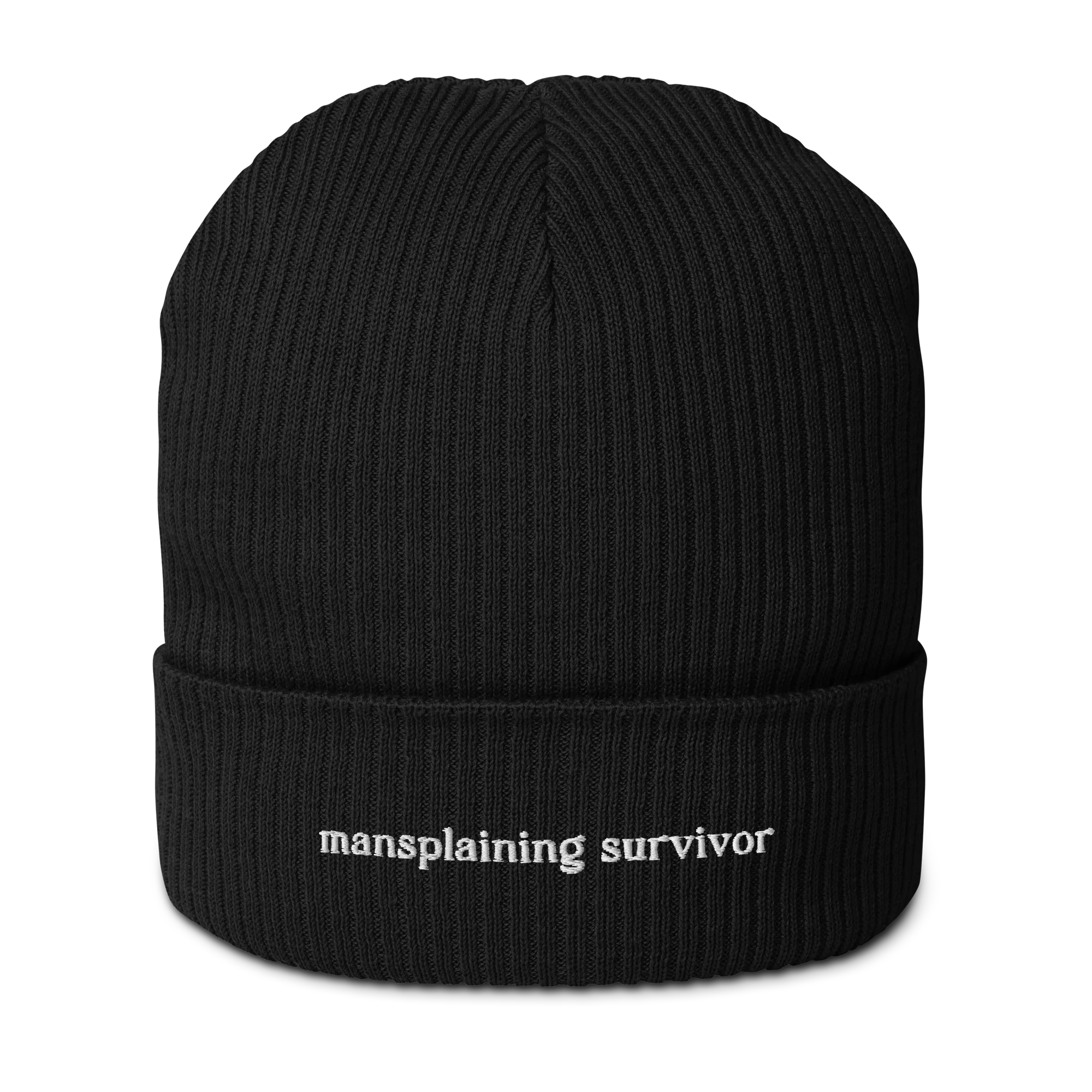 Mansplaining Survivor Embroidered Organic Ribbed Beanie - Image 8