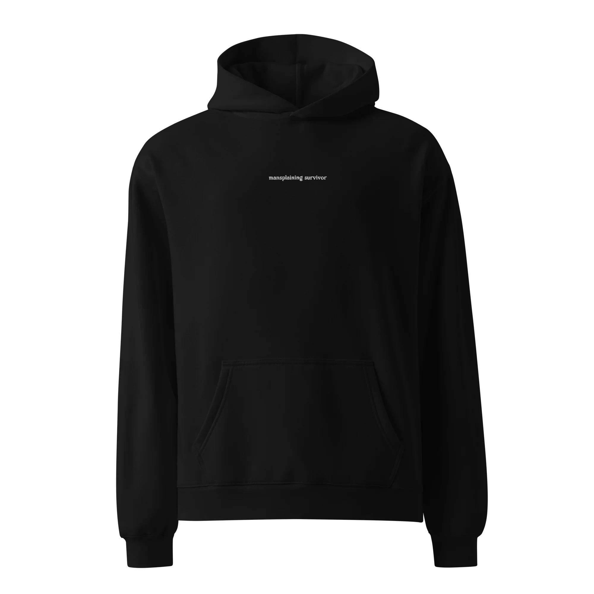 Mansplaining Survivor Embroidered Premium Oversized Hoodie - Image 3