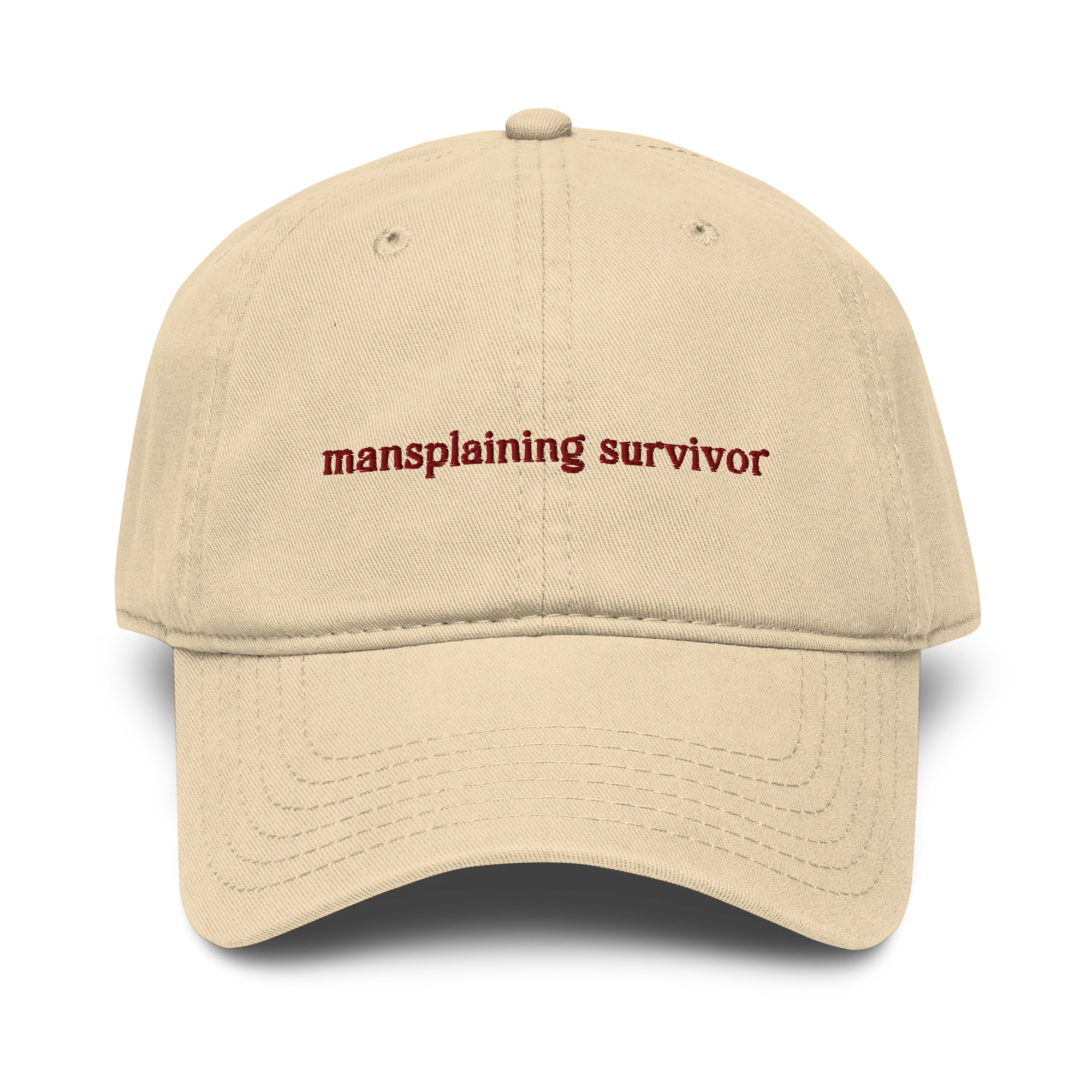 Mansplaining Survivor Embroidered Vintage Wash Baseball Cap - Image 5