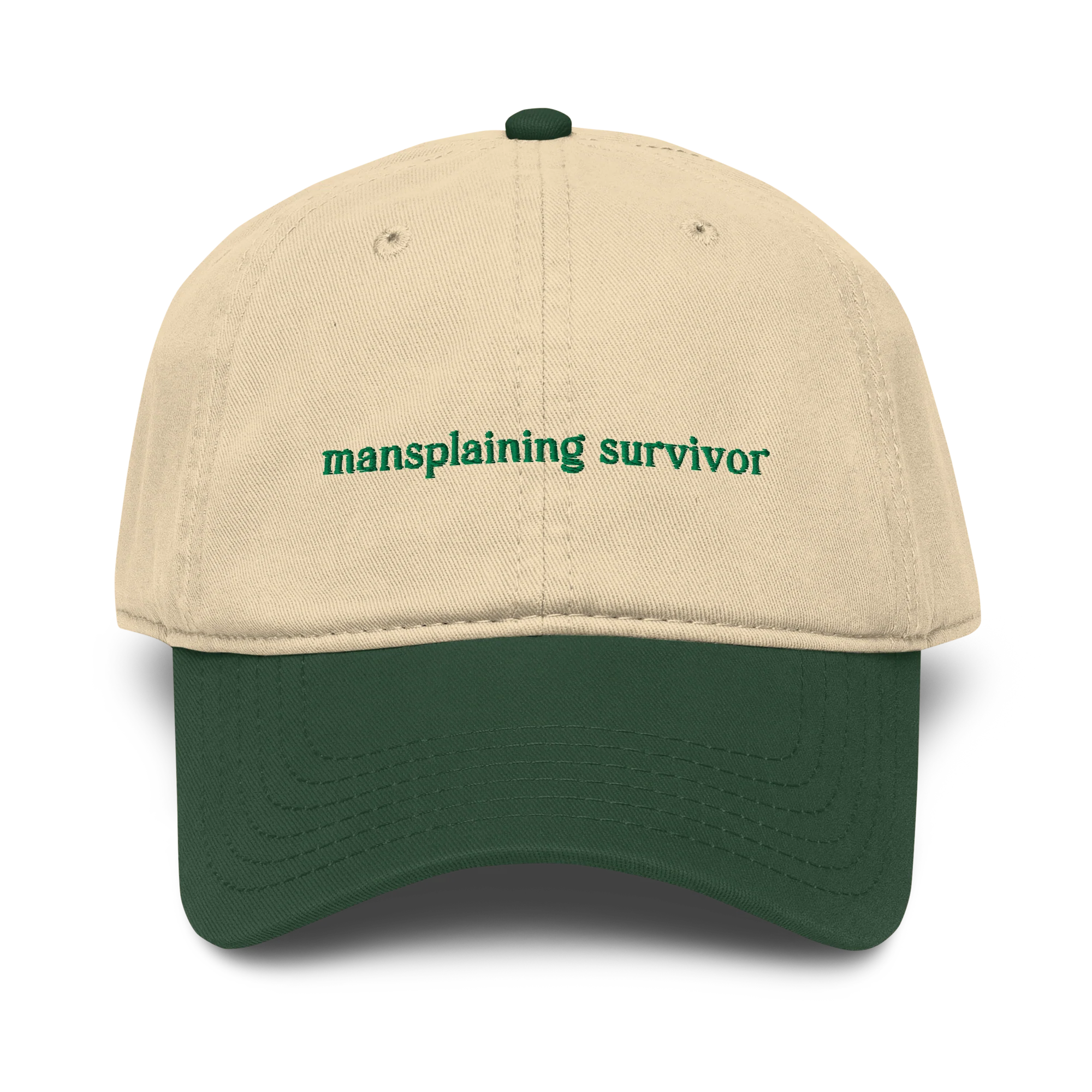 Mansplaining Survivor Embroidered Vintage Wash Baseball Cap - Image 6