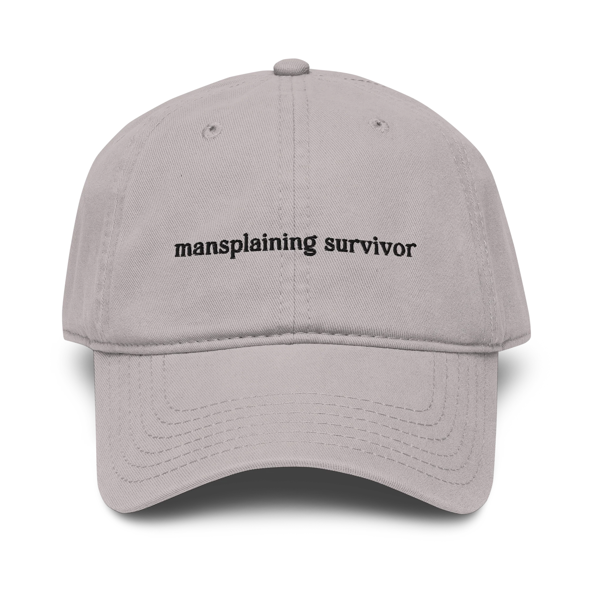 Mansplaining Survivor Embroidered Vintage Wash Baseball Cap - Image 8