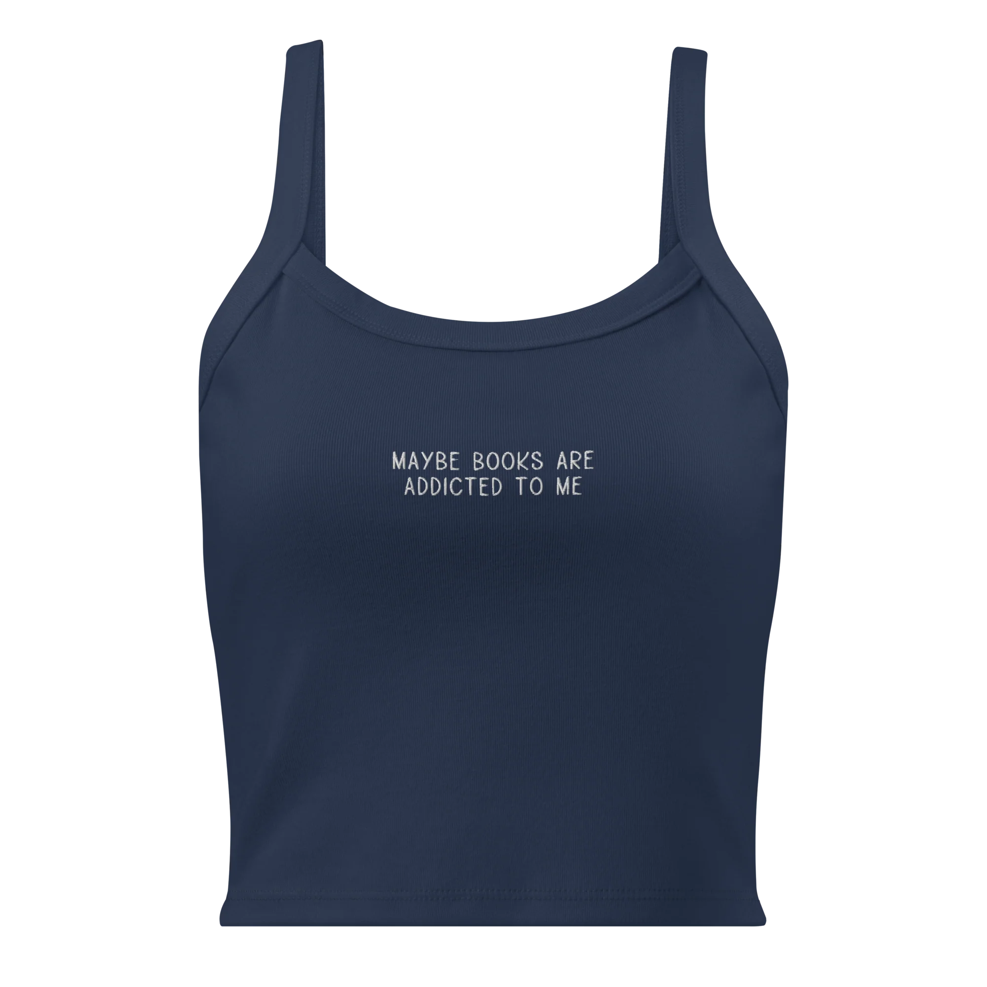 Maybe Books Are Addicted to Me Rib Embroidered Tank Top - Image 6