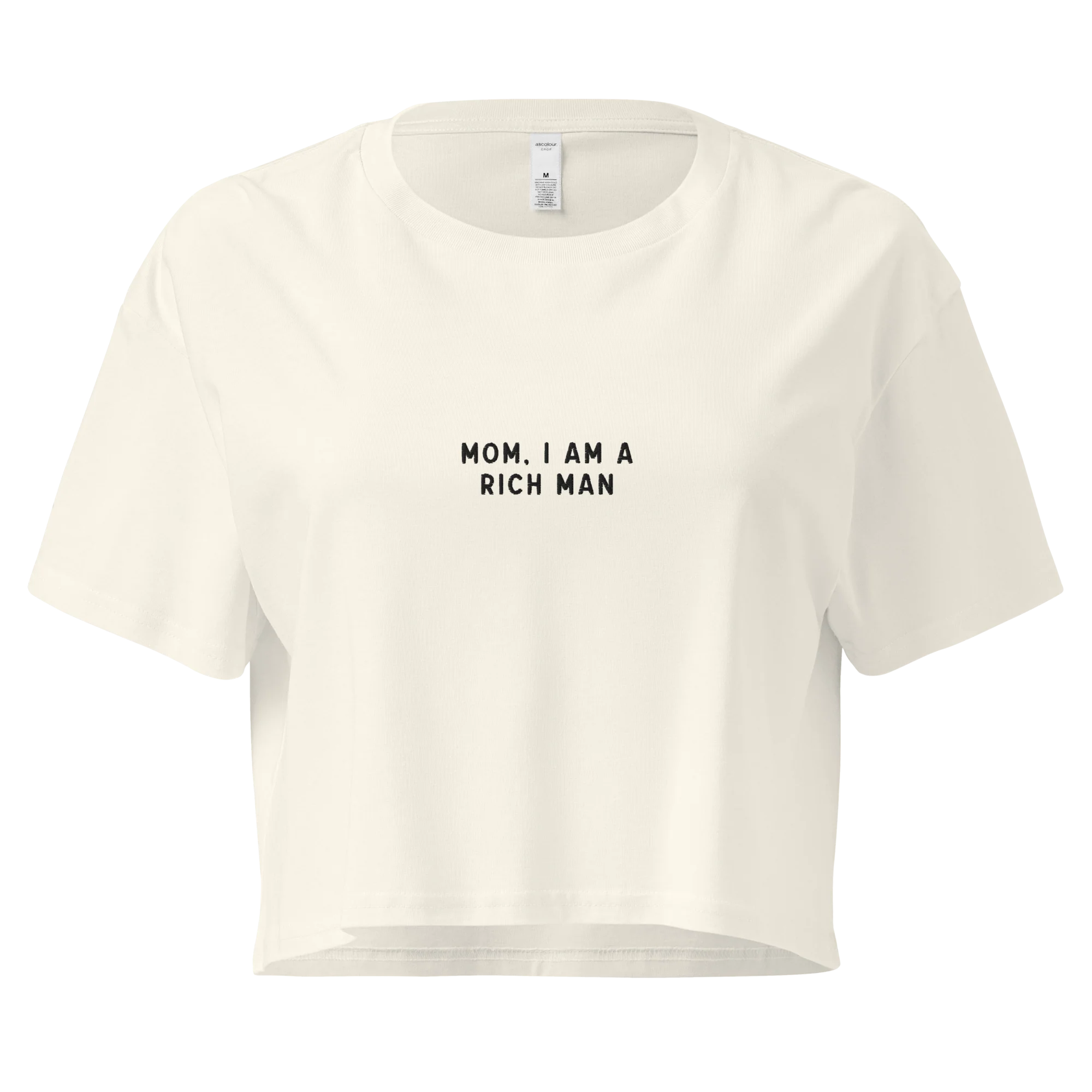 Mom, I am a Rich Man Embroidered Crop Tee - Image 3