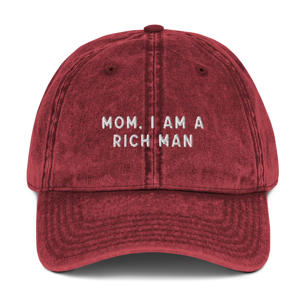 Mom, I am a Rich Man Embroidered Vintage Cap - Image 11