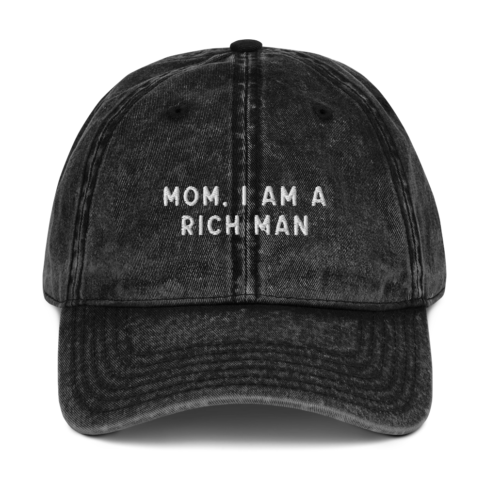 Mom, I am a Rich Man Embroidered Vintage Cap - Image 6