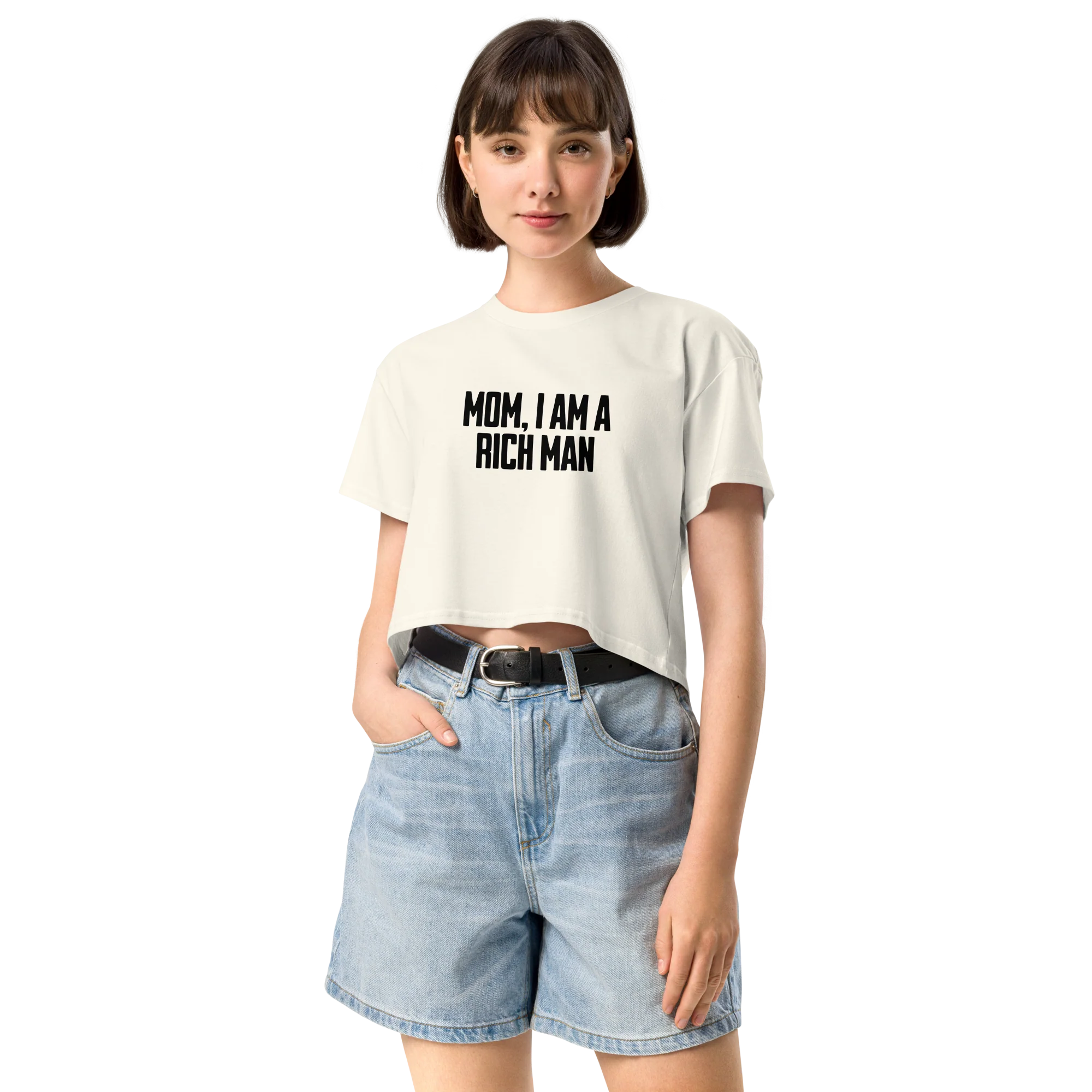 Mom, I Am A Rich Man Feminist Crop Tee - Image 5