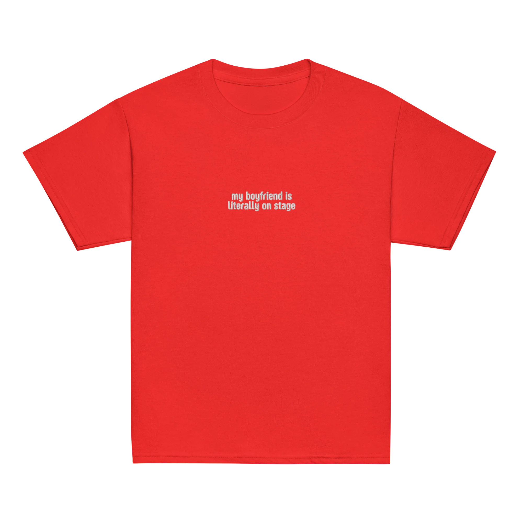 My Boyfriend is Literally on Stage Embroidered Baby Tee