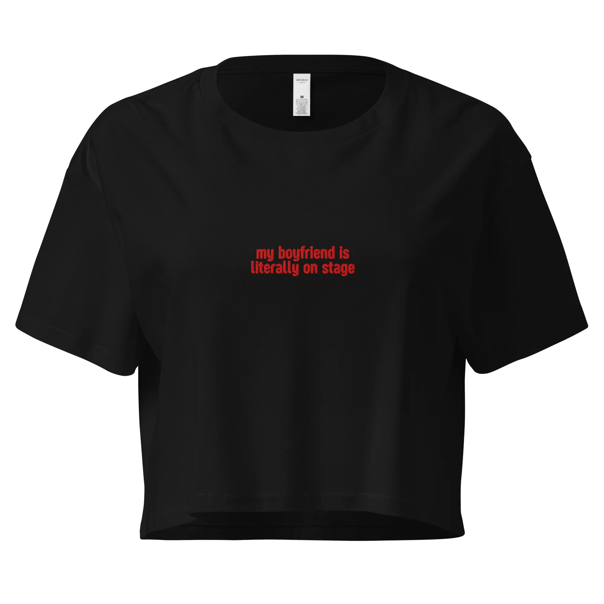 My Boyfriend is Literally on Stage Embroidered Crop Tee - Image 3