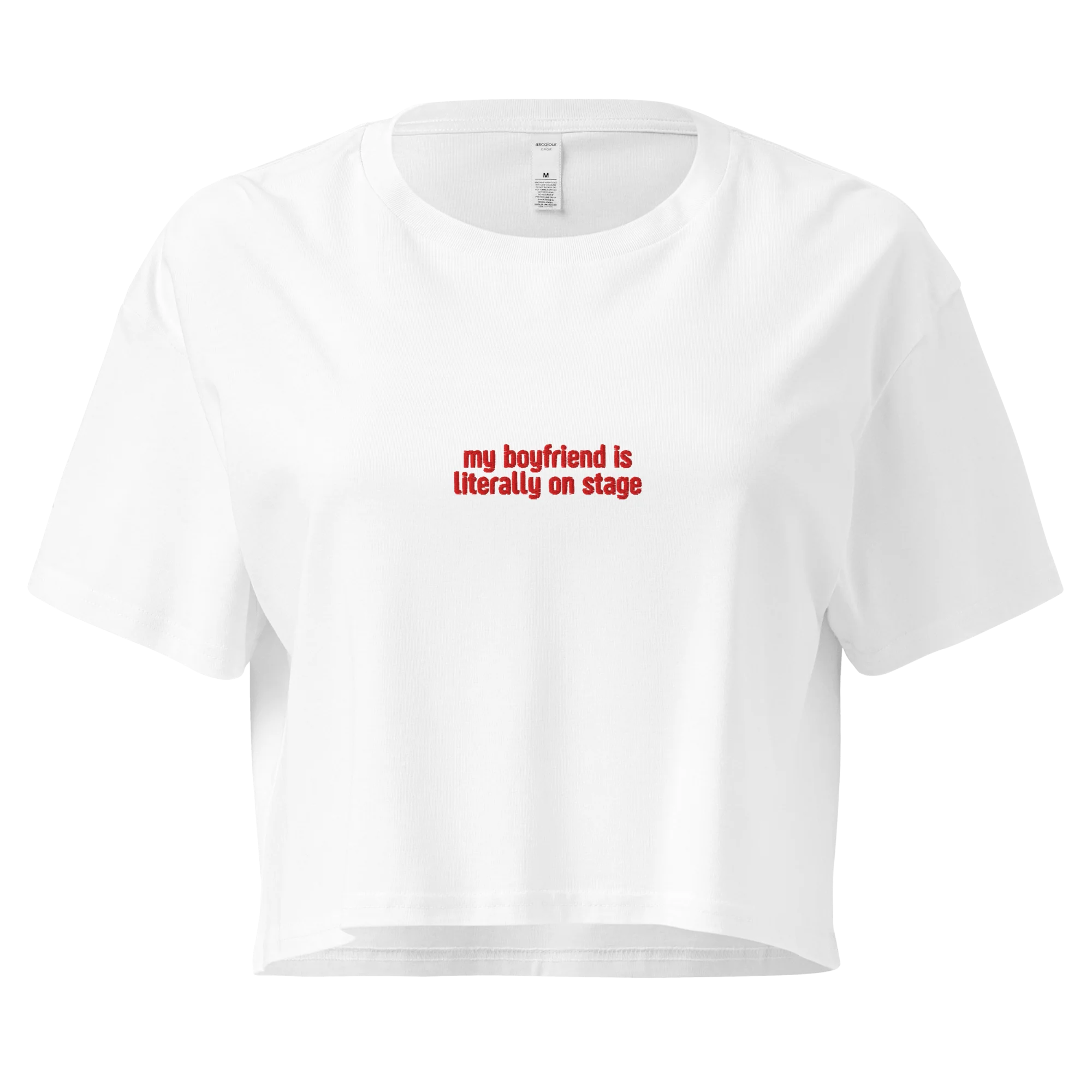 My Boyfriend is Literally on Stage Embroidered Crop Tee - Image 4