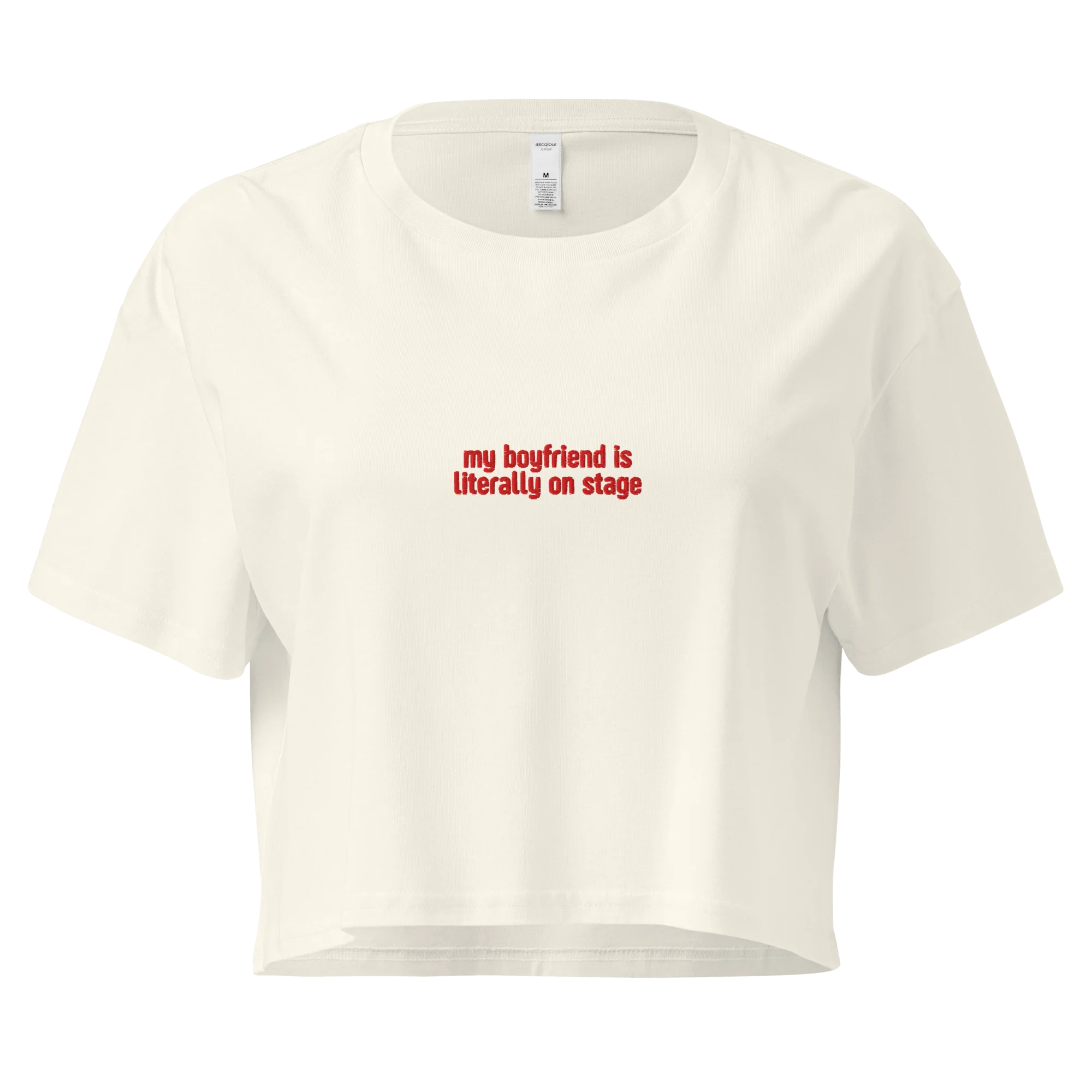 My Boyfriend is Literally on Stage Embroidered Crop Tee - Image 7