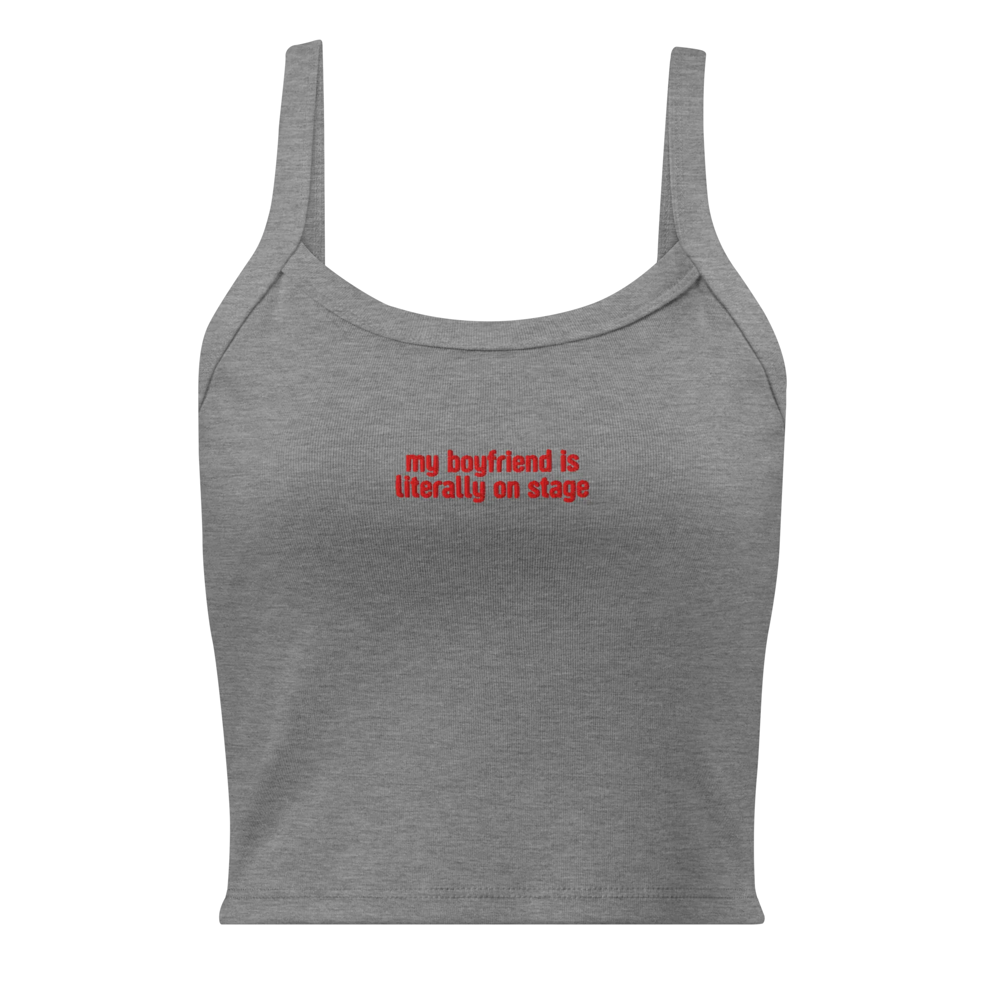 My Boyfriend is Literally on Stage Rib Embroidered Tank Top - Image 7