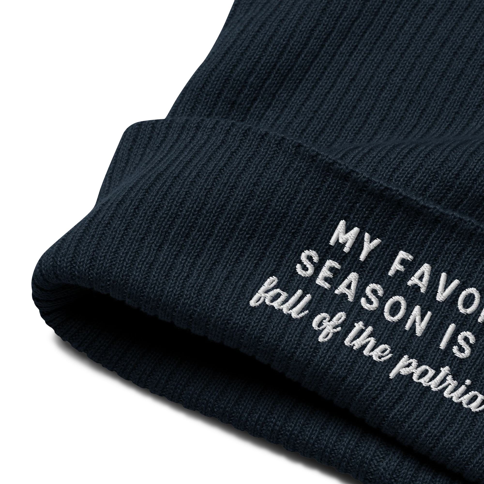My Favorite Season Fall Of The Patriarchy Embroidered Organic Ribbed Beanie - Image 5