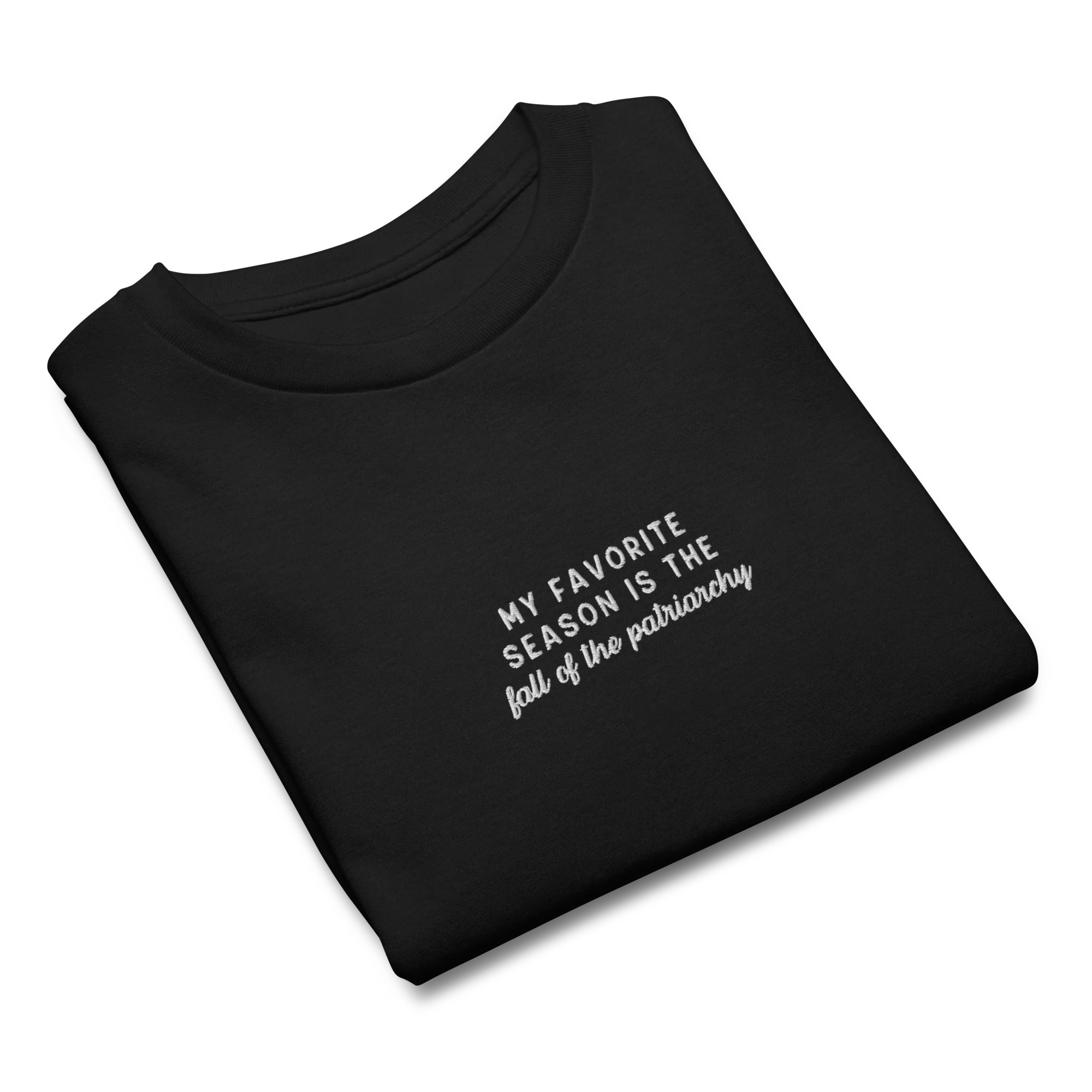My Favorite Season Fall Patriarchy Embroidered Baby Tee - Image 3