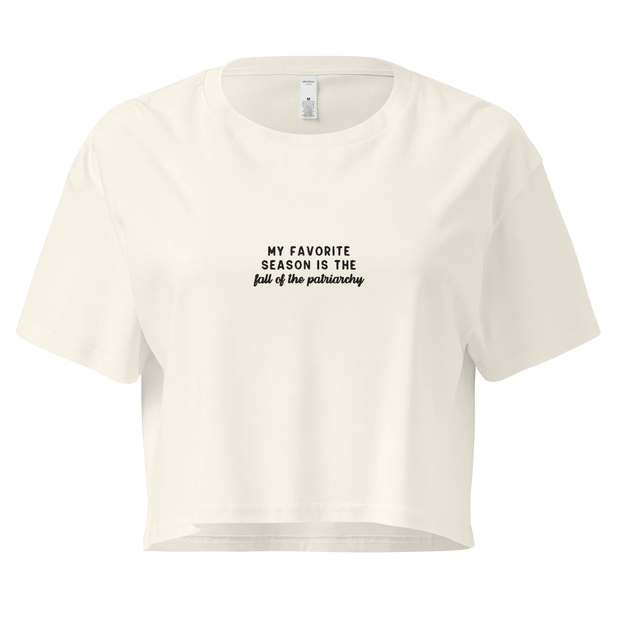 My Favorite Season Fall Patriarchy Embroidered Crop Tee - Image 3