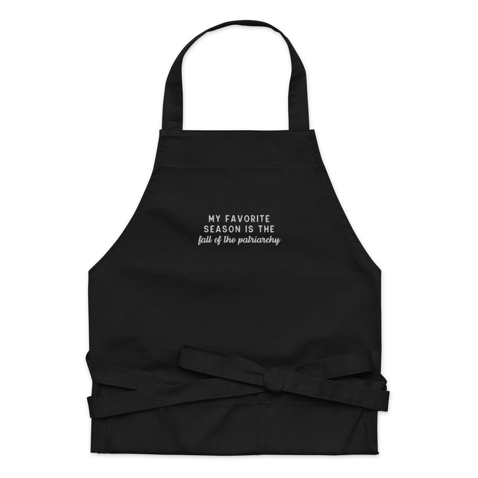 My Favorite Season Fall Patriarchy Embroidered Organic Cotton Apron - Image 4