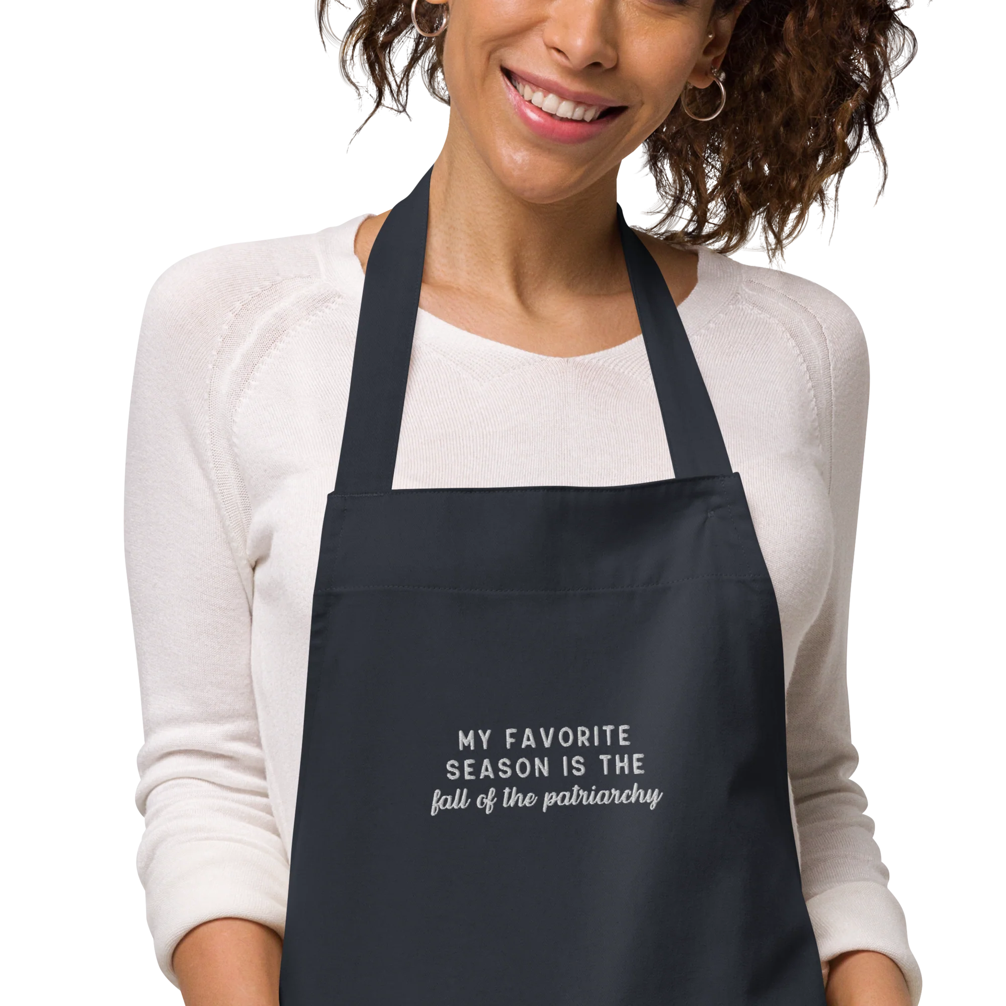My Favorite Season Fall Patriarchy Embroidered Organic Cotton Apron - Image 6