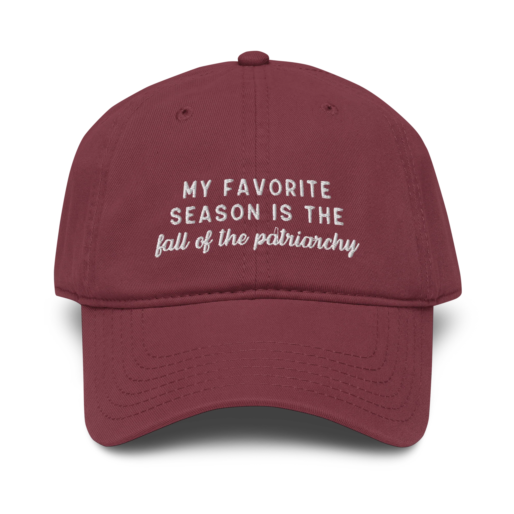 My Favorite Season Fall Patriarchy Embroidered Vintage Wash Baseball Cap - Image 3