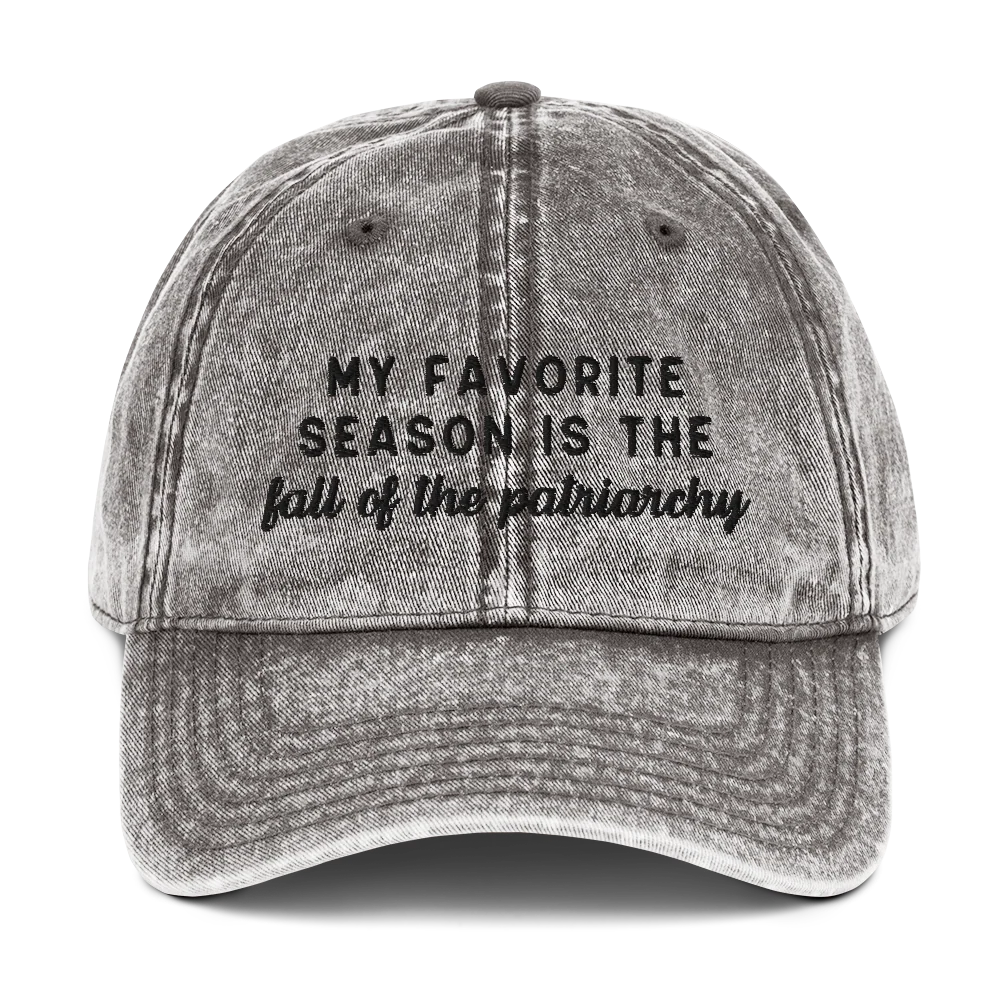 My Favorite Season Is The Fall Of The Patriarchy Embroidered Vintage Cap - Image 3