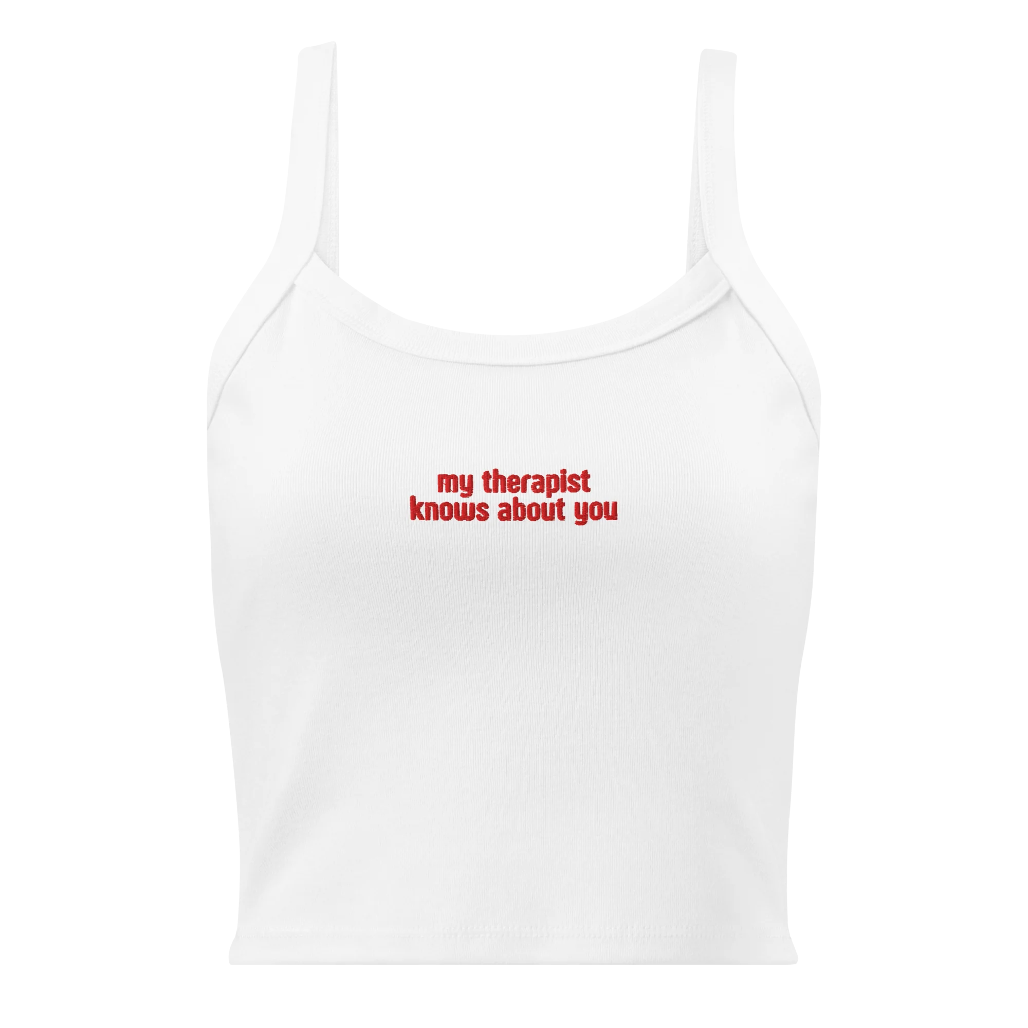 My Therapist Knows About You Rib Embroidered Tank Top - Image 3