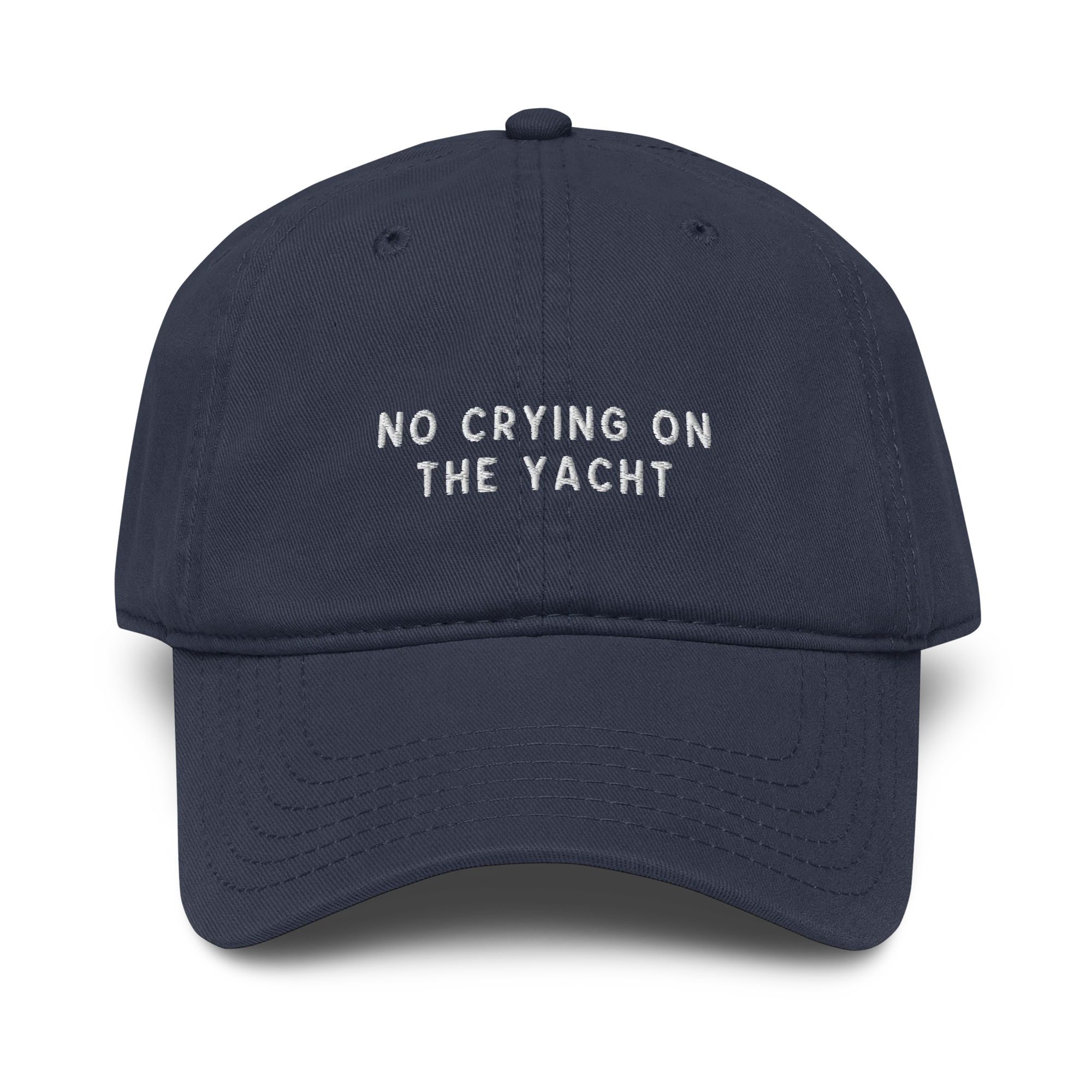 No Crying on the Yacht Embroidered Vintage Wash Baseball Cap