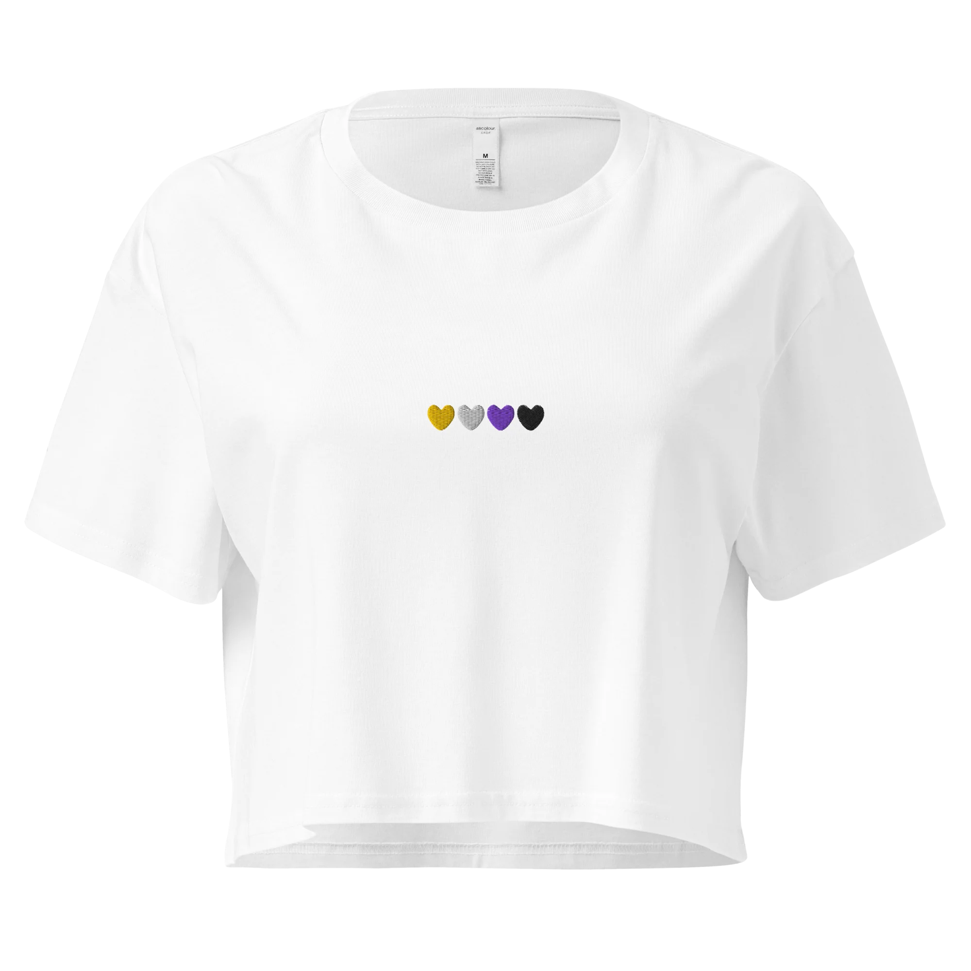 Non-Binary Hearts Pride Embroidered Crop Tee