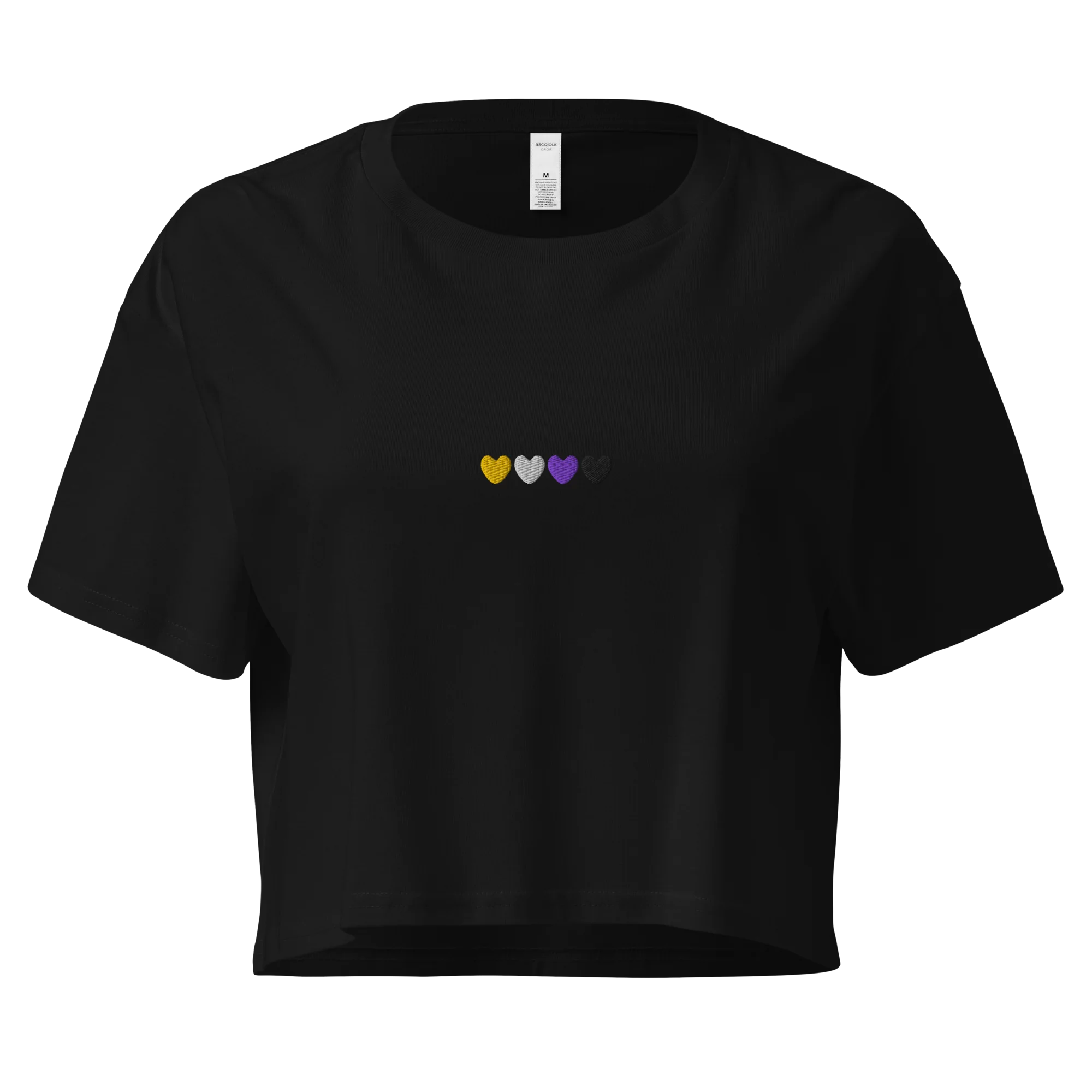 Non-Binary Hearts Pride Embroidered Crop Tee - Image 7