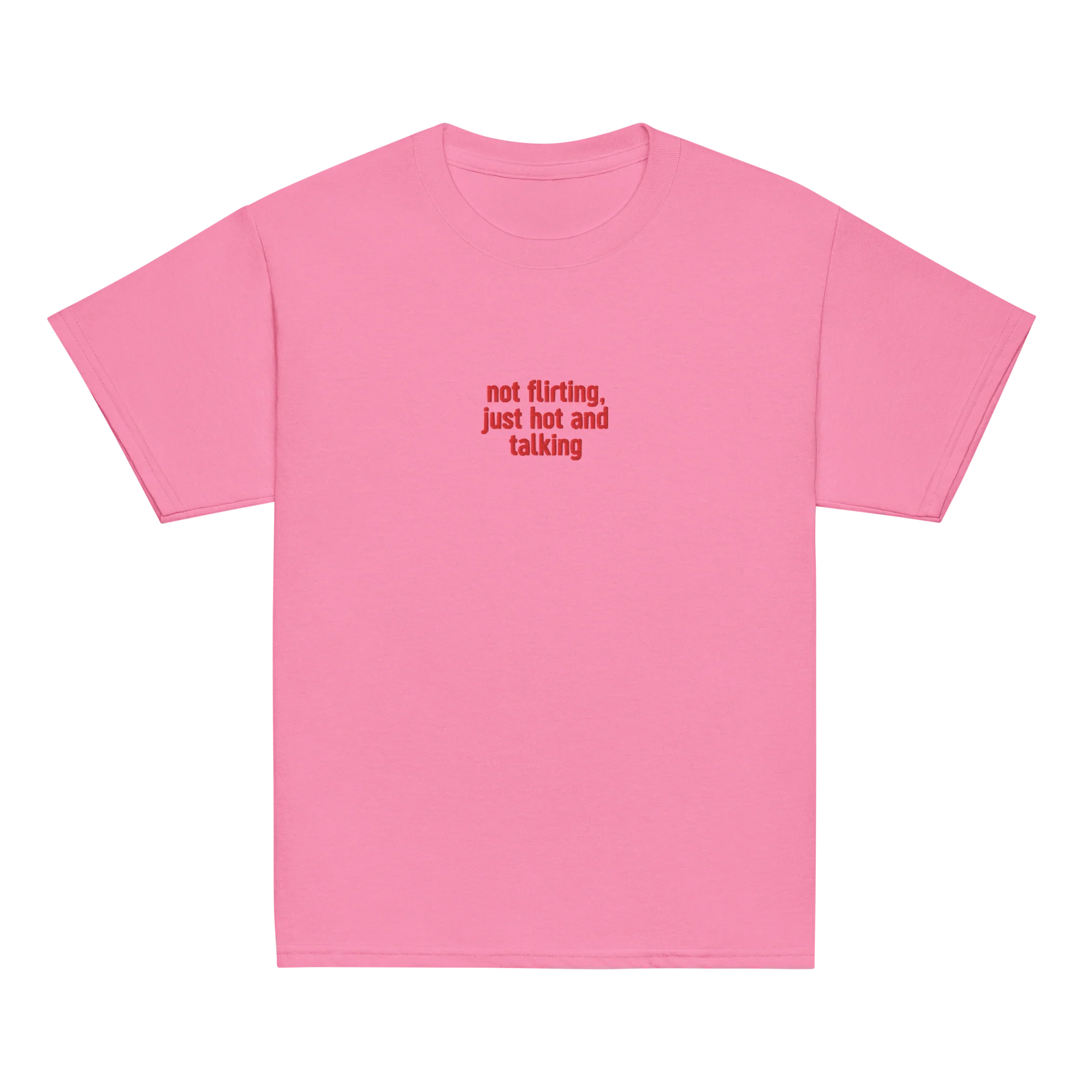 Not Flirting Just Hot and Talking Embroidered Baby Tee - Image 6