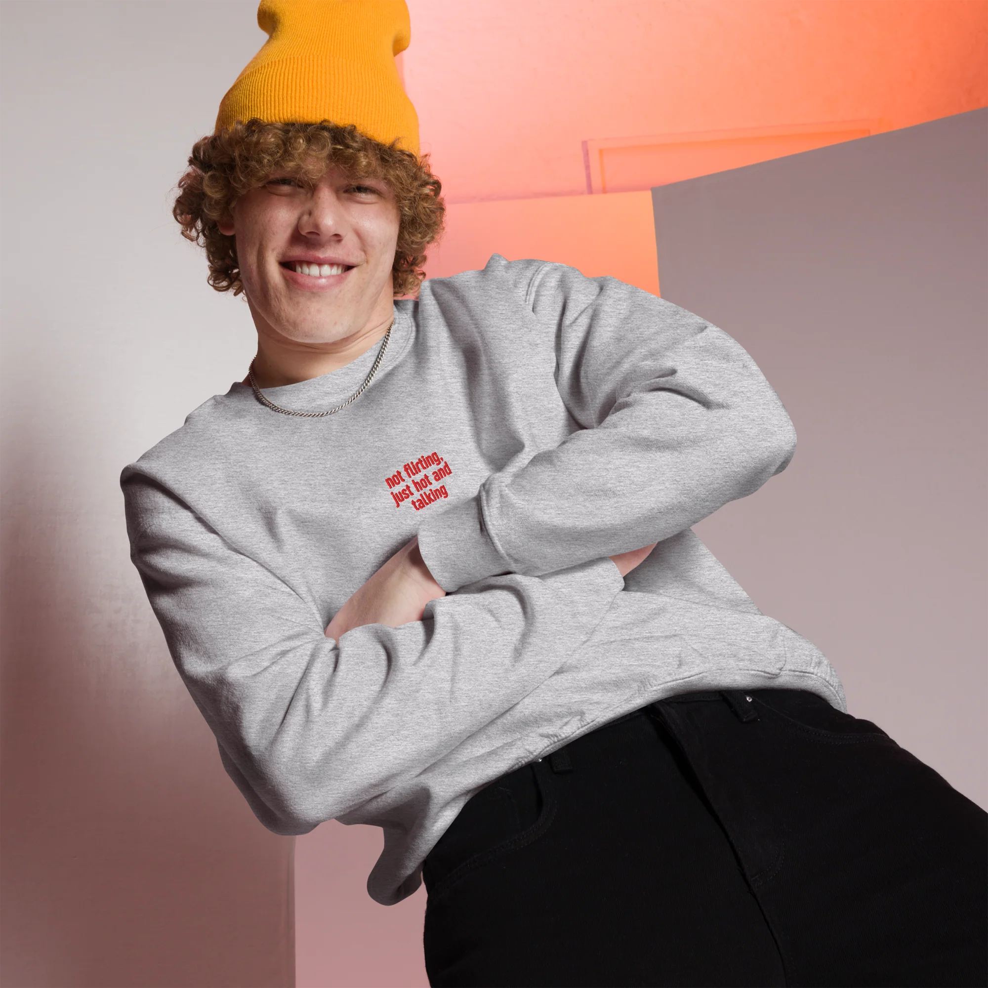 Not Flirting Just Hot and Talking Embroidered Sweatshirt - Image 7