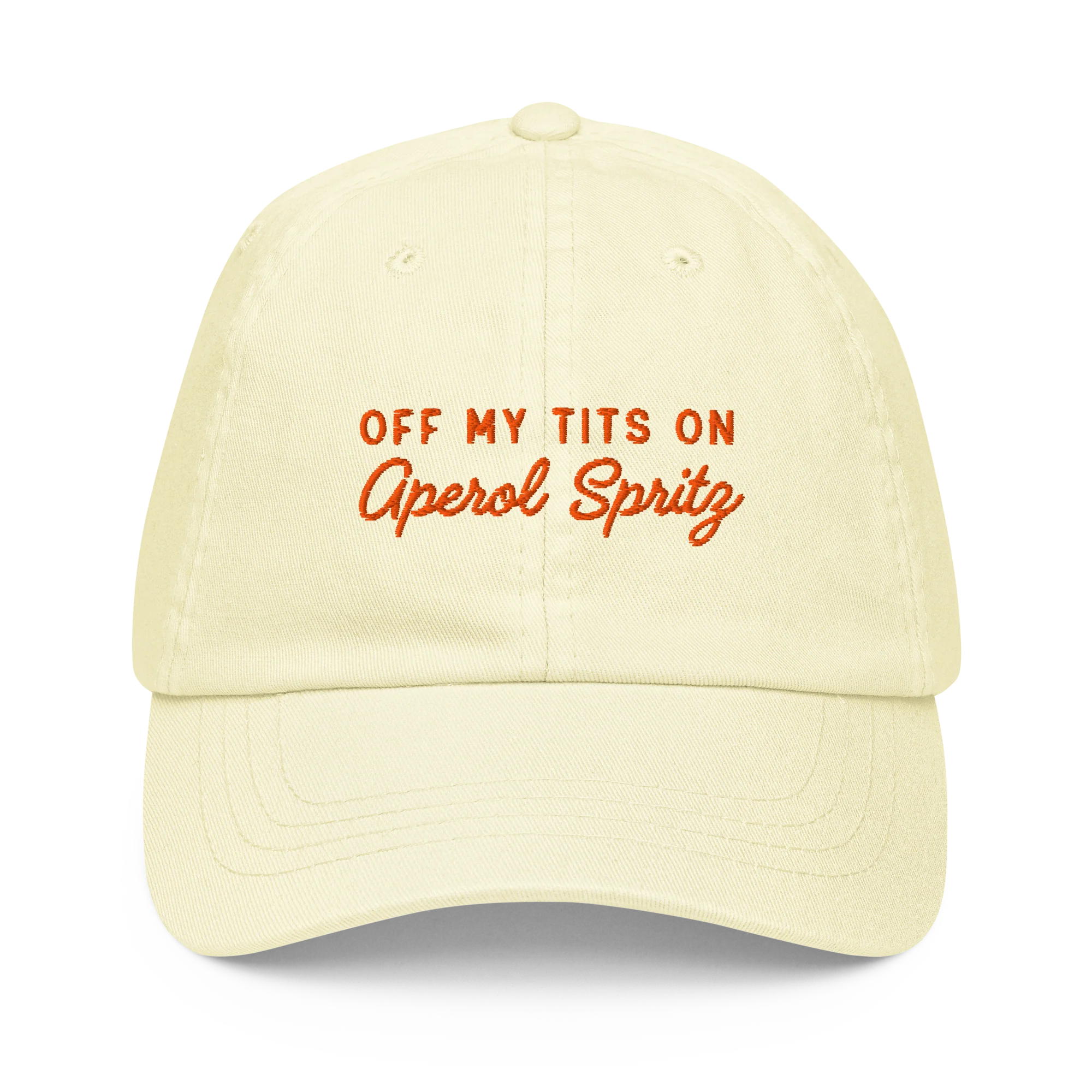 Off My Tits On Aperol Spritz Embroidered Pastel Baseball Cap - Image 4