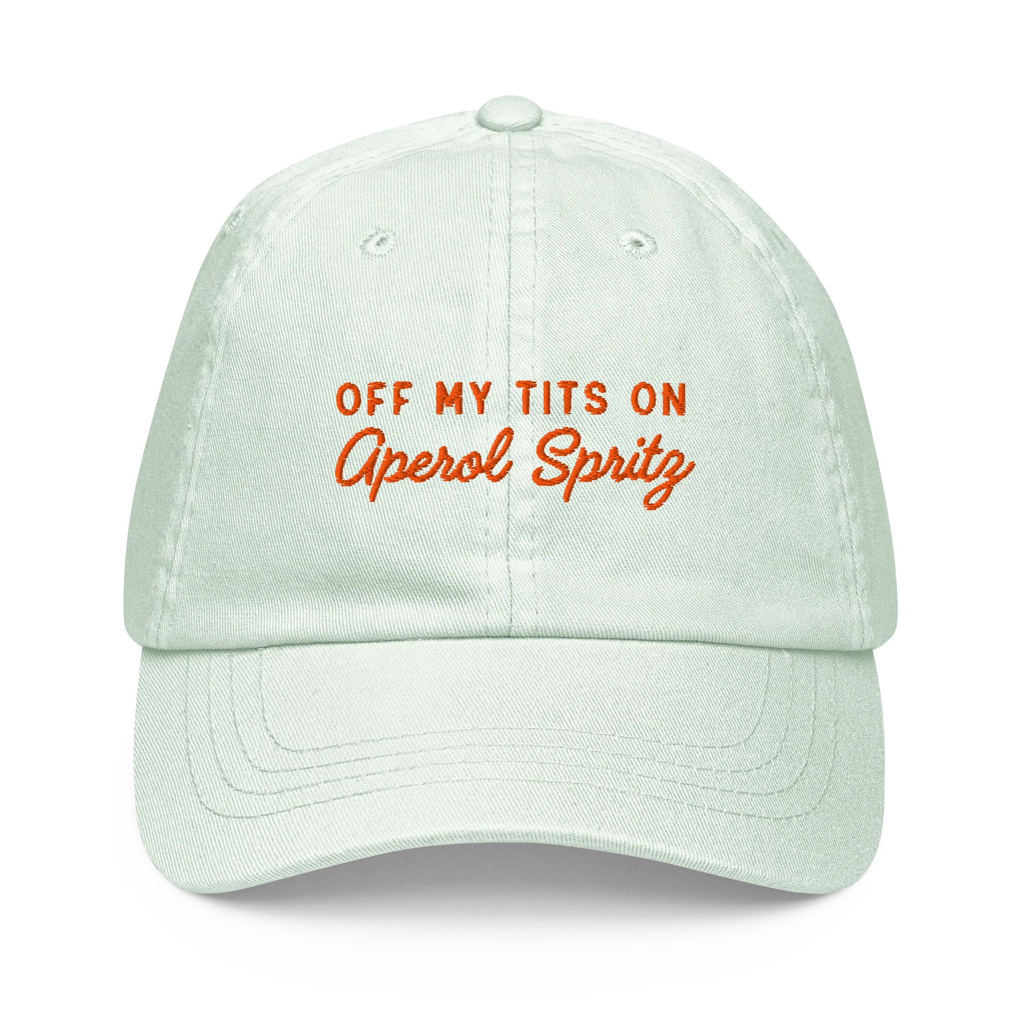Off My Tits On Aperol Spritz Embroidered Pastel Baseball Cap - Image 8