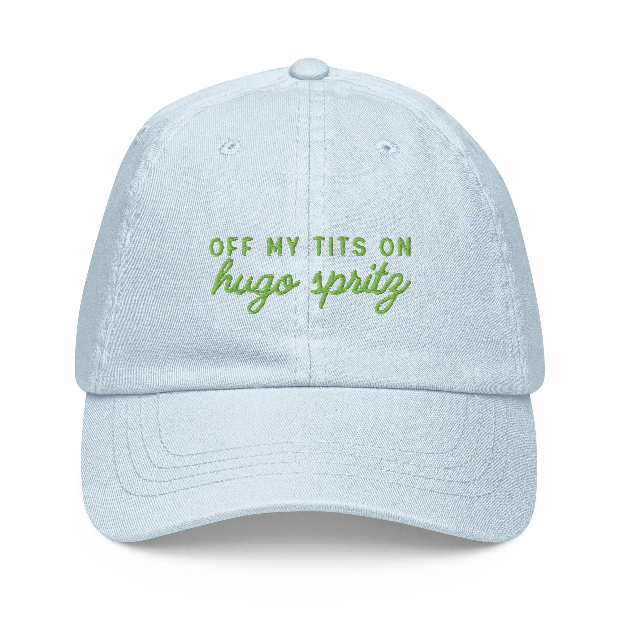 Off My Tits On Hugo Spritz Embroidered Pastel Baseball Cap - Image 8