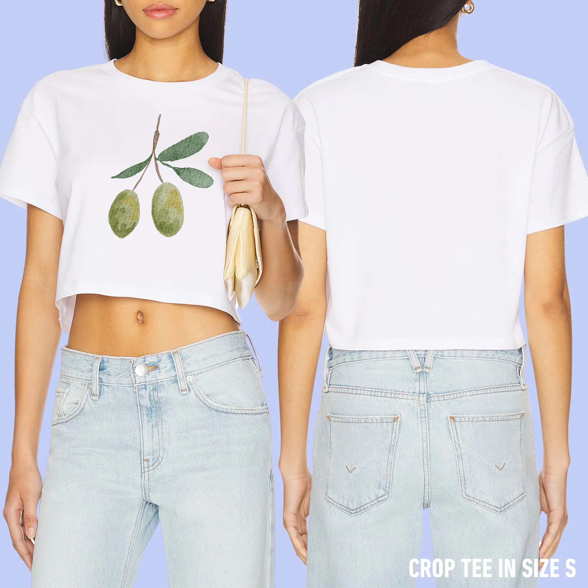 Olives Watercolor Crop Tee - Image 2