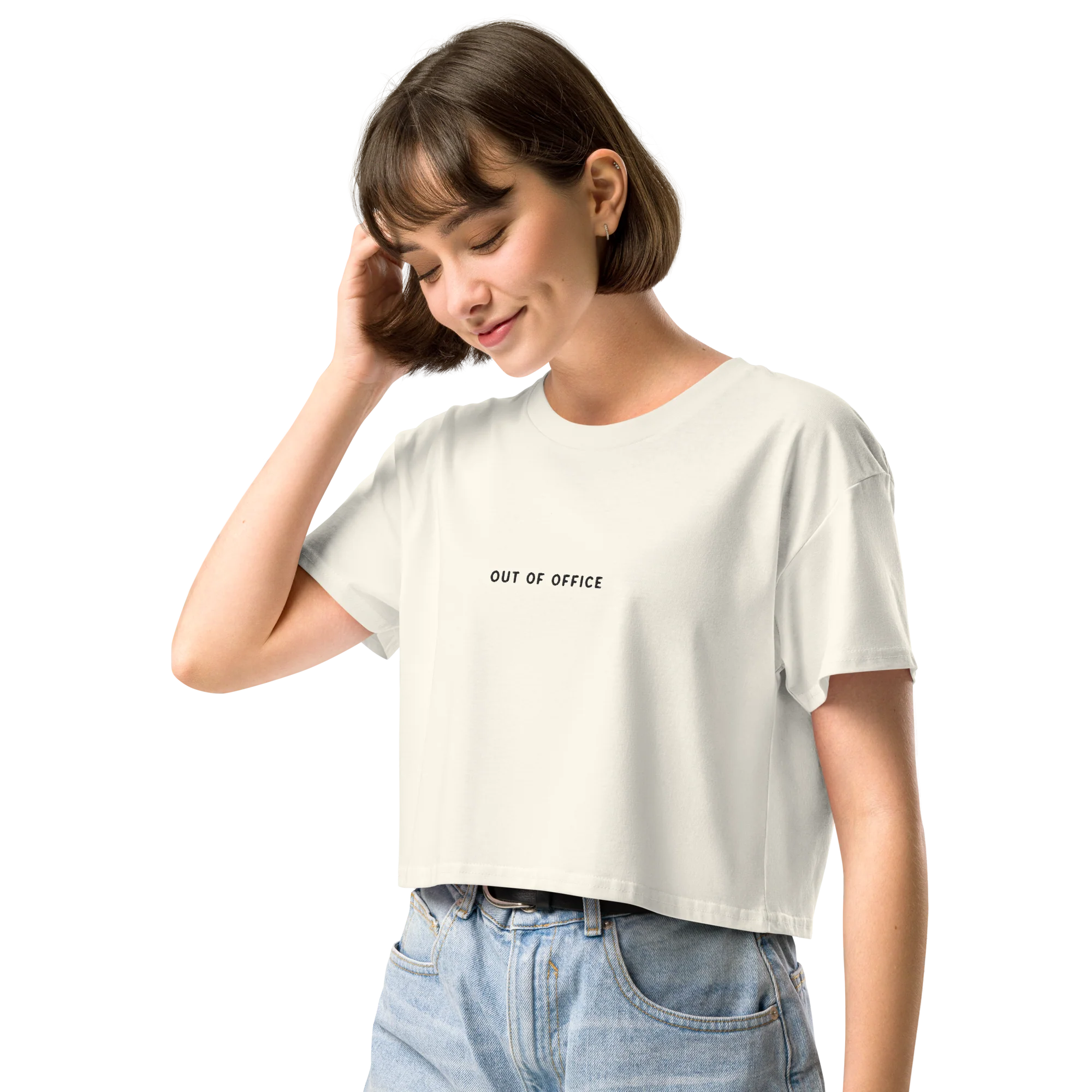 Out of Office Embroidered Crop Tee - Image 6