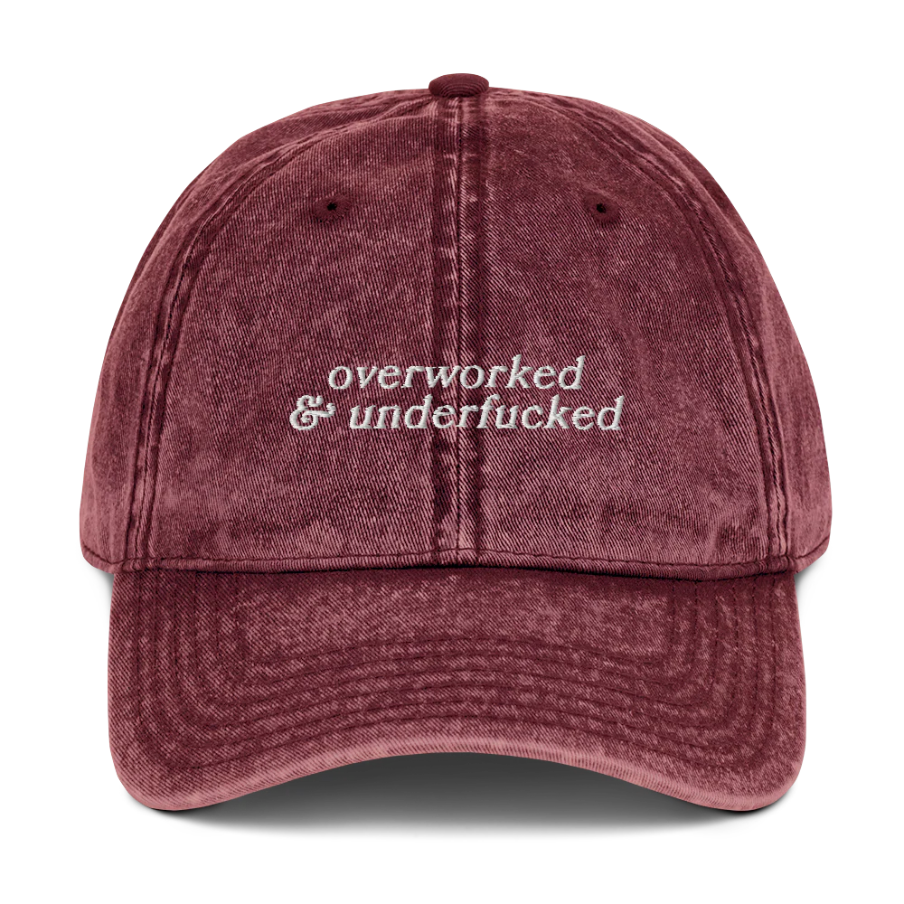 Overworked and Underfucked Embroidered Vintage Cap - Image 3
