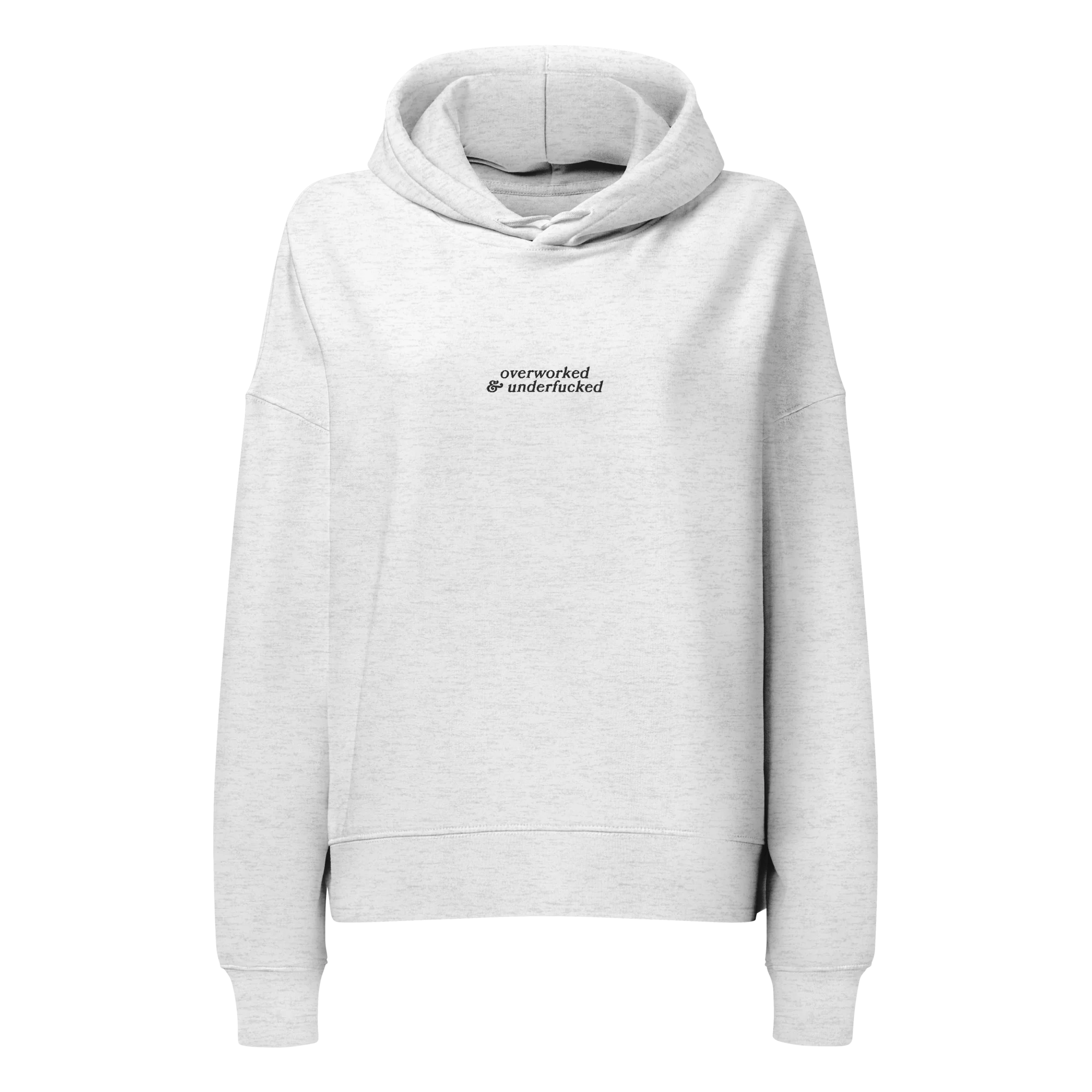 Overworked and Underfucked Embroidered Women’s Organic Hoodie - Image 4