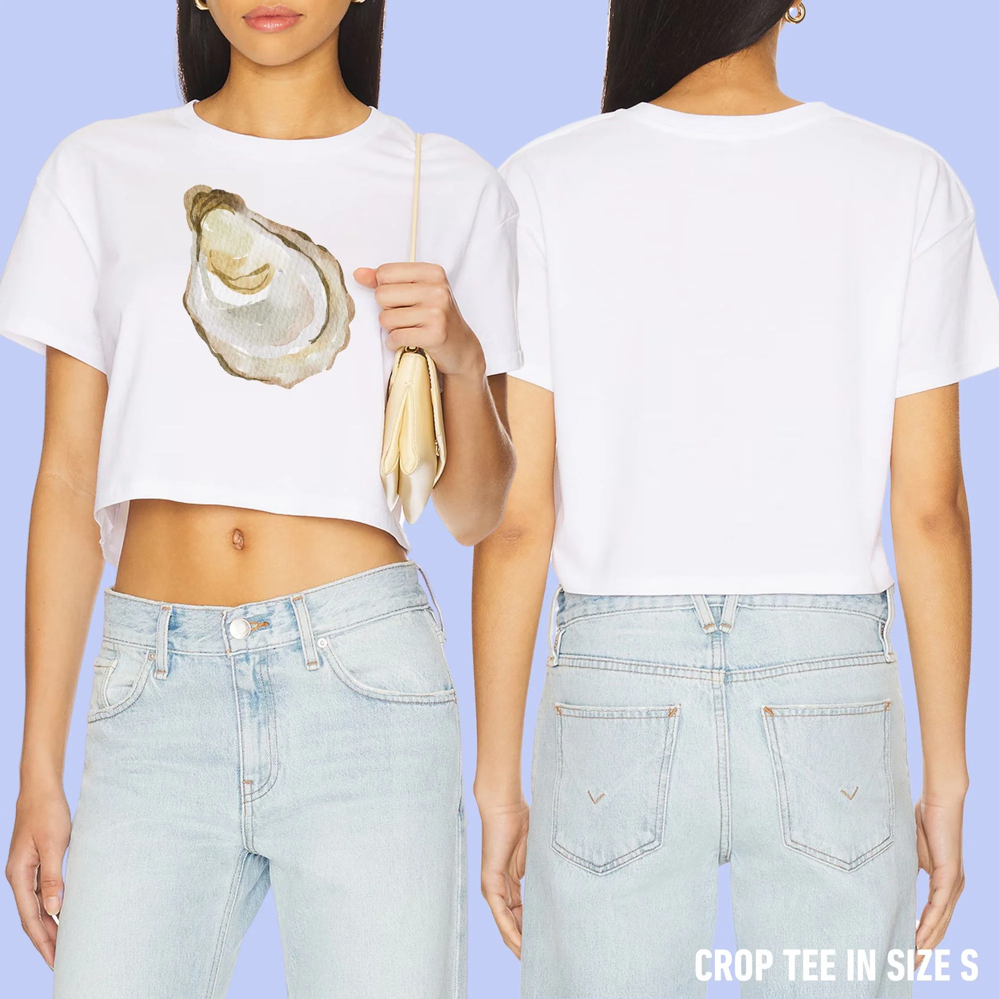 Oyster Watercolor Crop Tee - Image 2