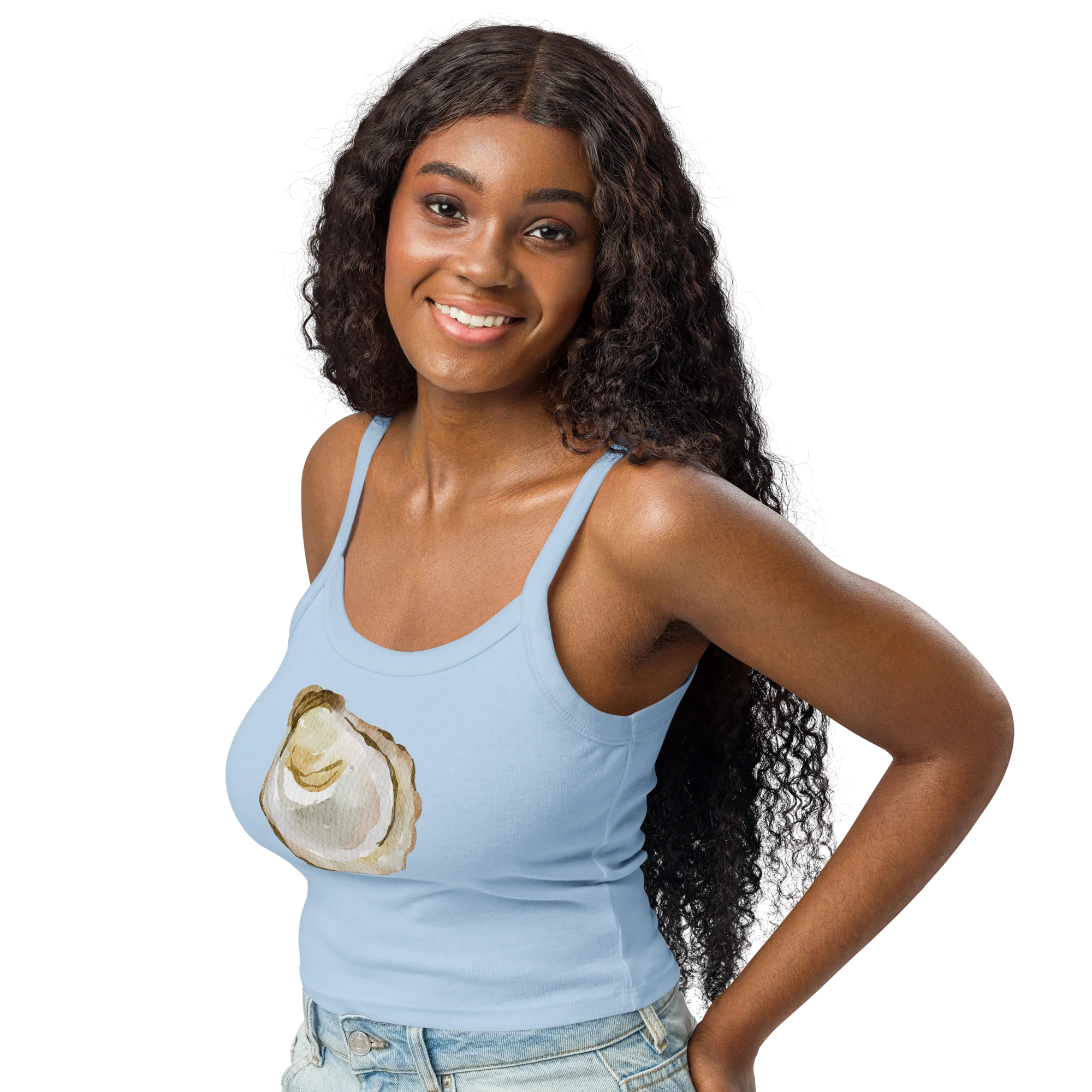 Oyster Watercolor Rib Tank Top - Image 6