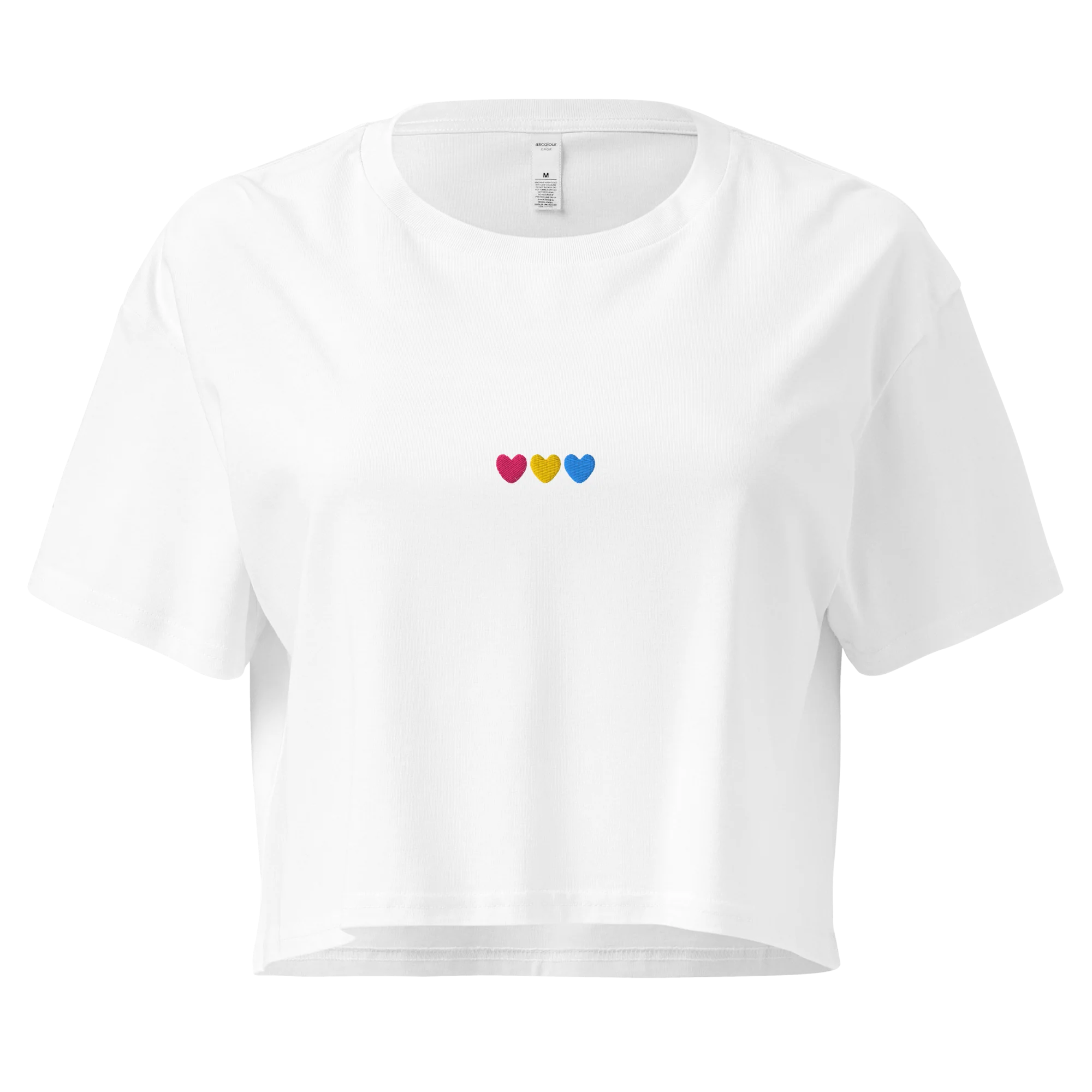 Pansexual Hearts Pride Embroidered Crop Tee