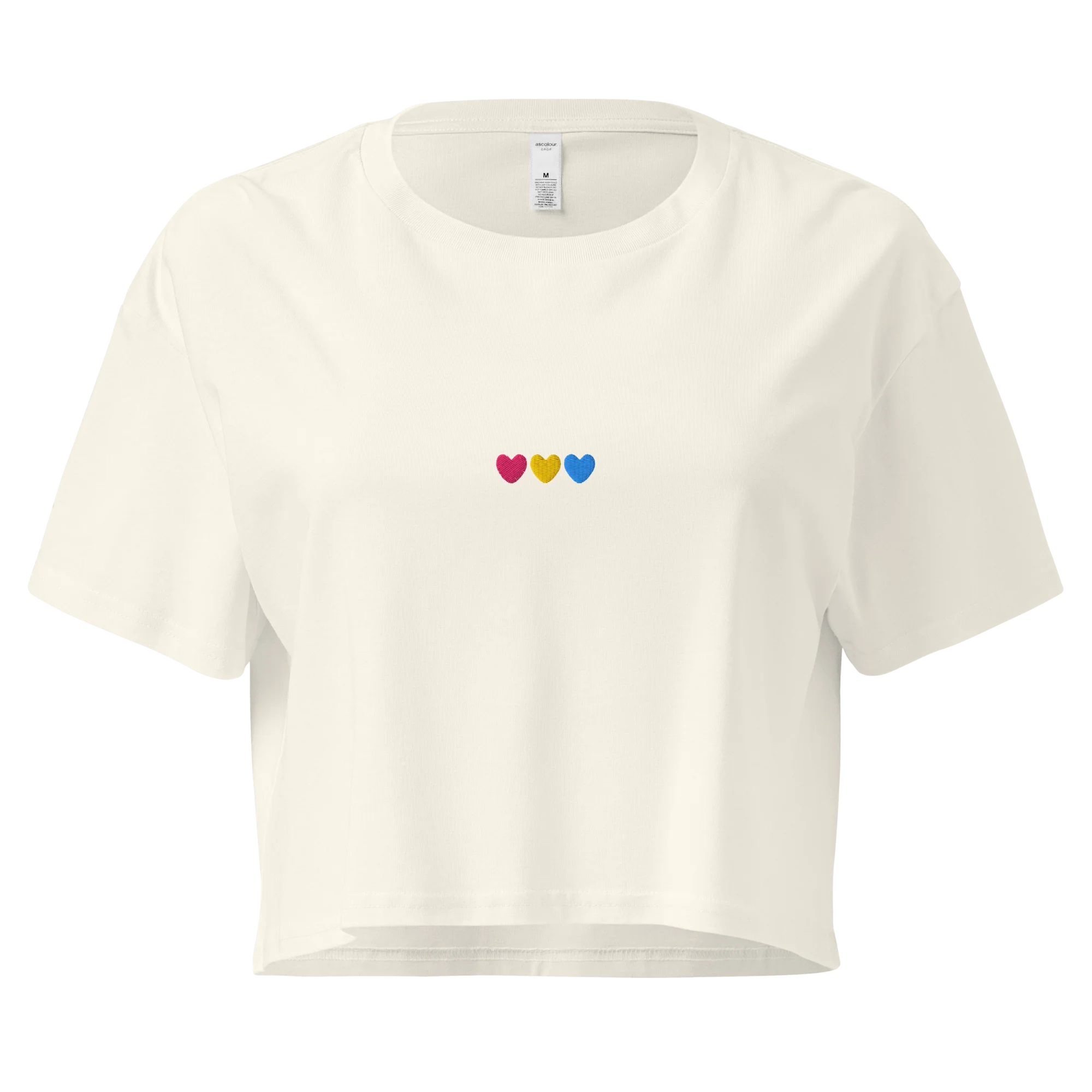 Pansexual Hearts Pride Embroidered Crop Tee - Image 3