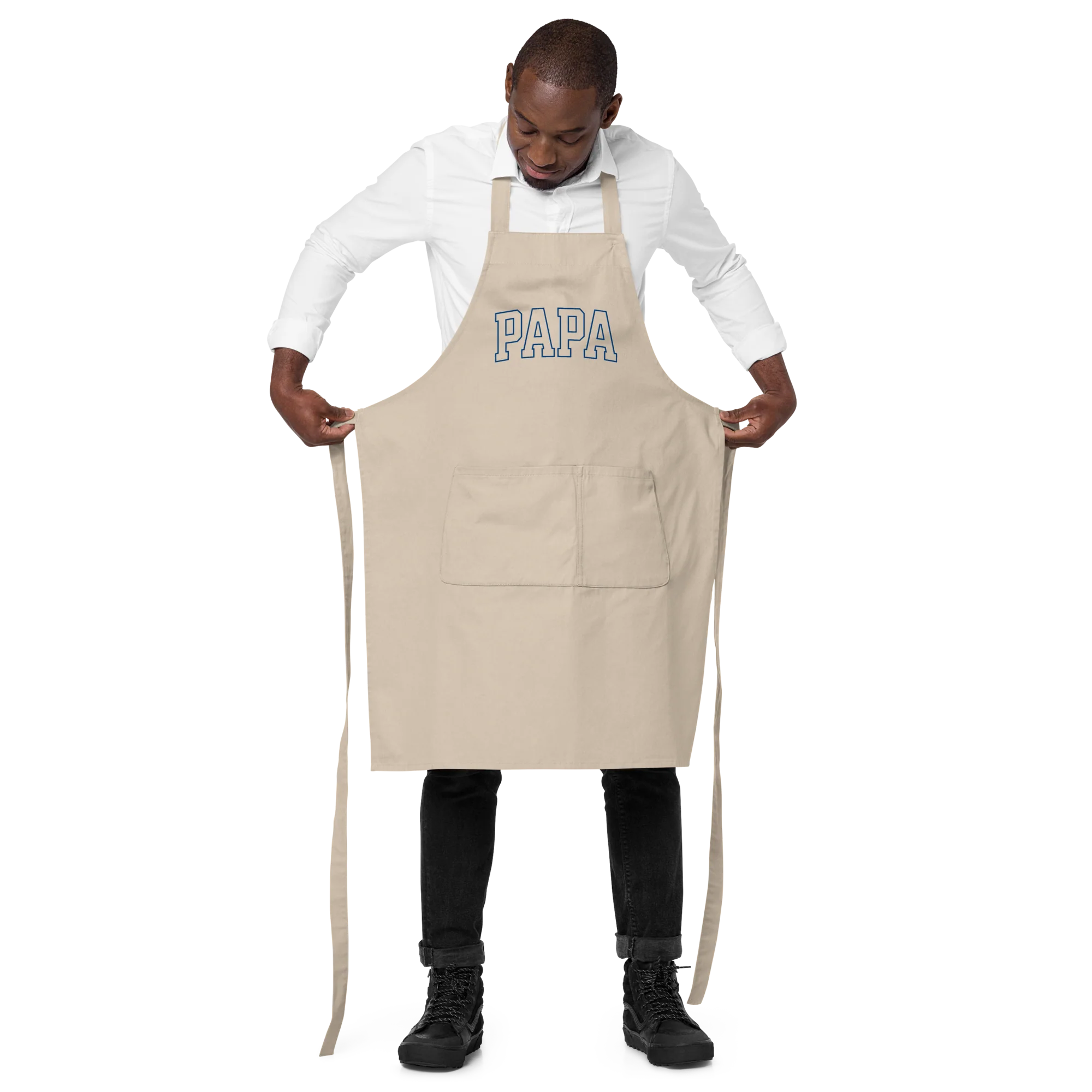 Papa Father Embroidered Organic Cotton Apron - Image 5