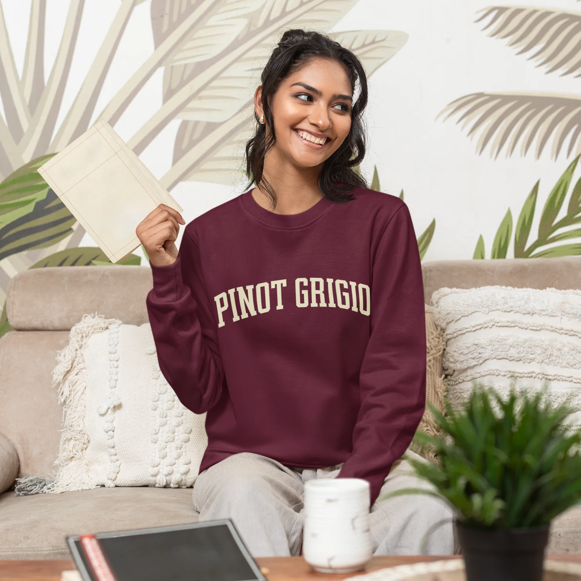 Pinot Grigio White Wine Varsity Sweatshirt - Image 2