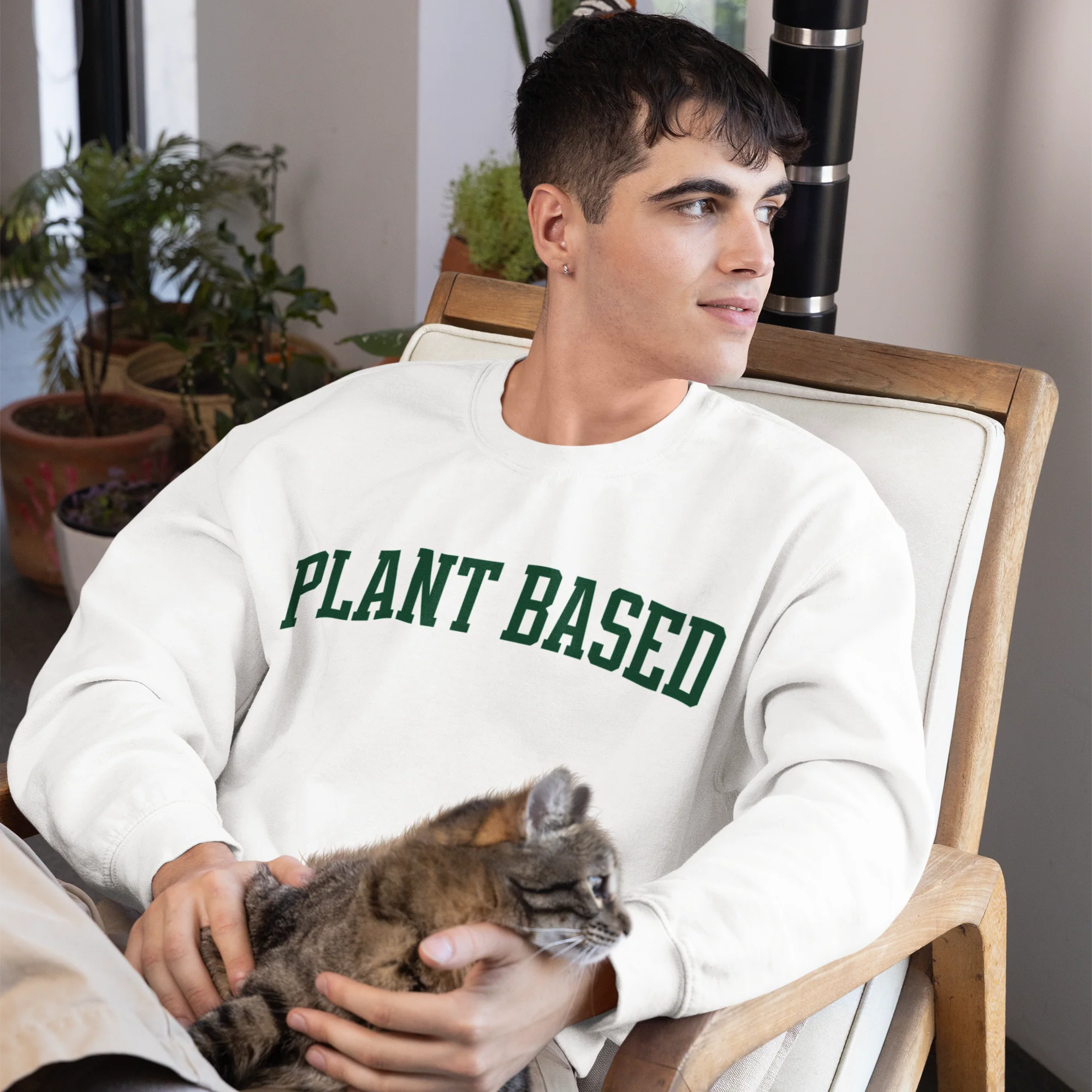 Plant Based Vegetarian Vegan Varsity Sweatshirt - Image 2